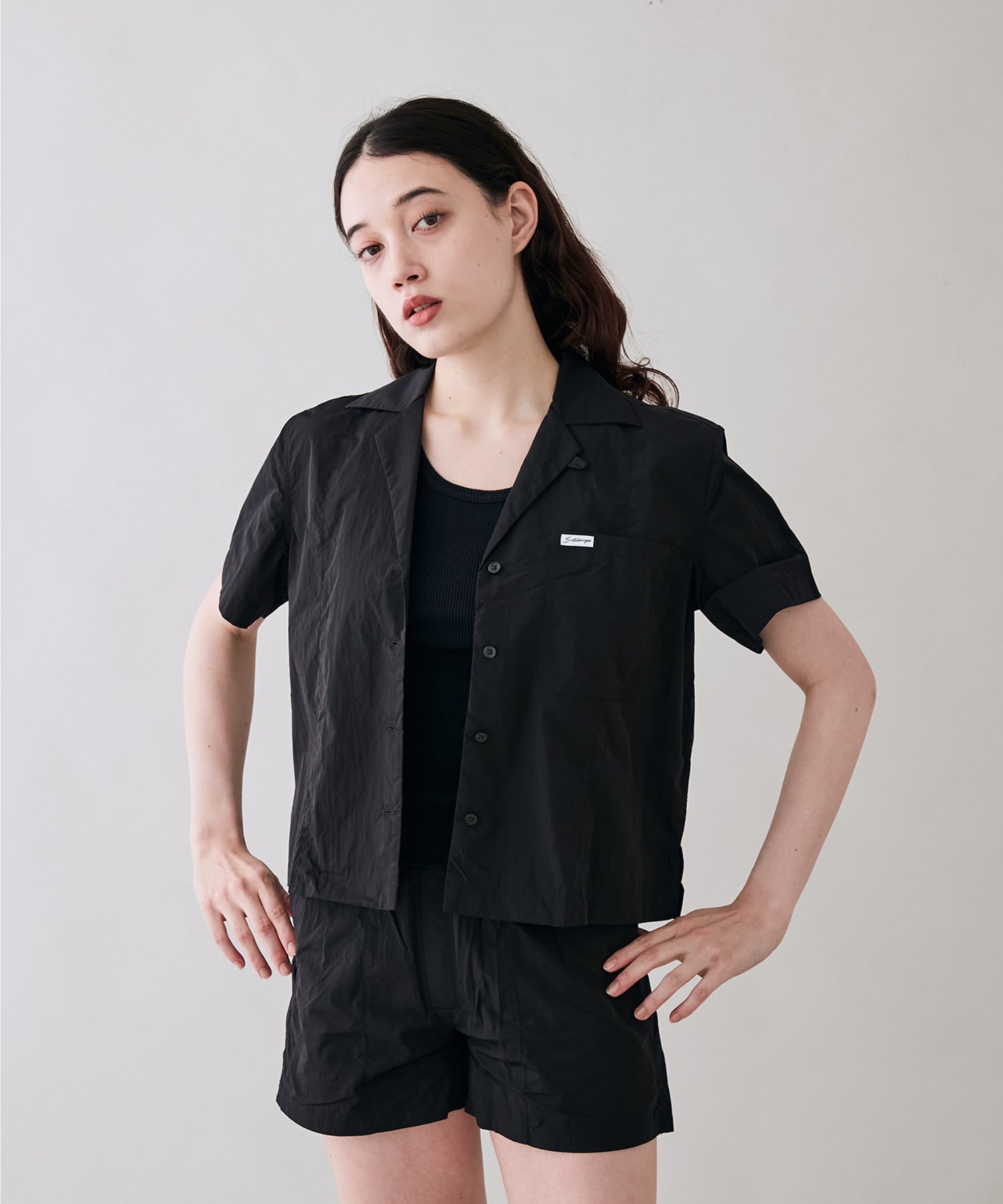 Dani Nylon Camp Collar Shirt