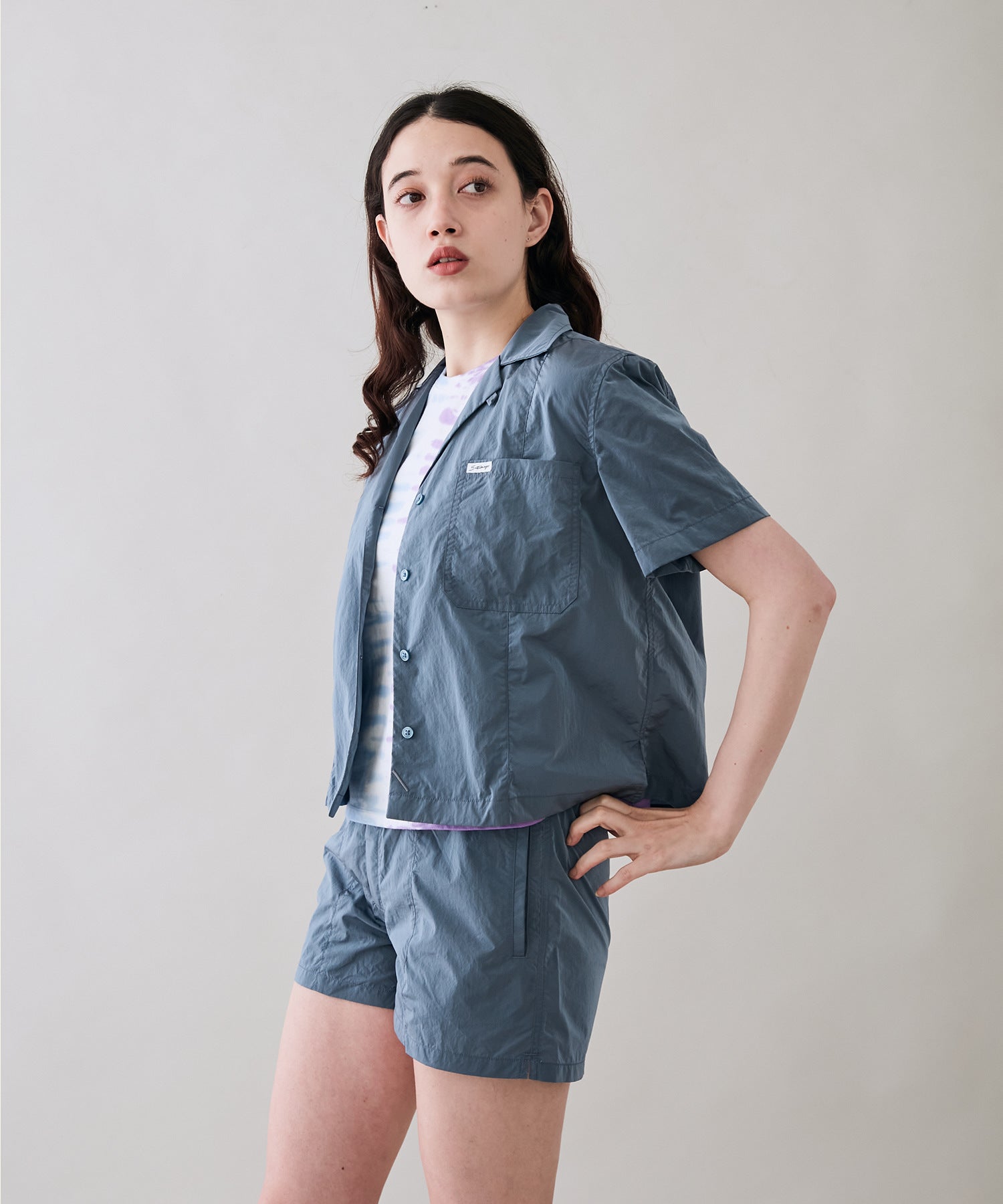 Dani Nylon Camp Collar Shirt