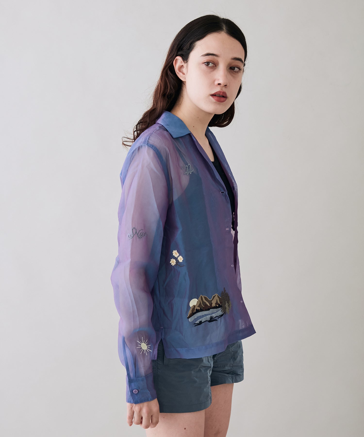 Crys Sheer Emb Shirt