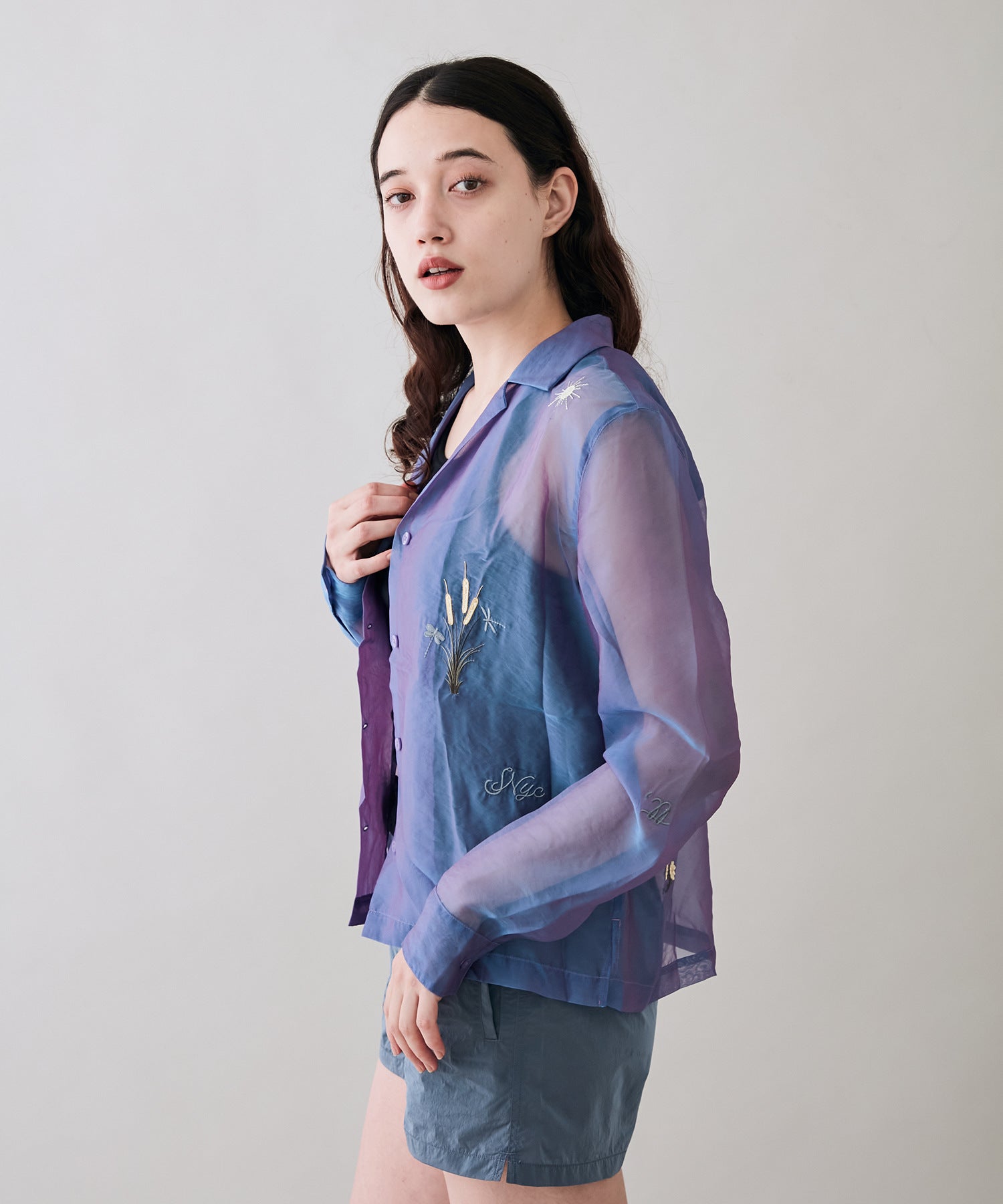 Crys Sheer Emb Shirt