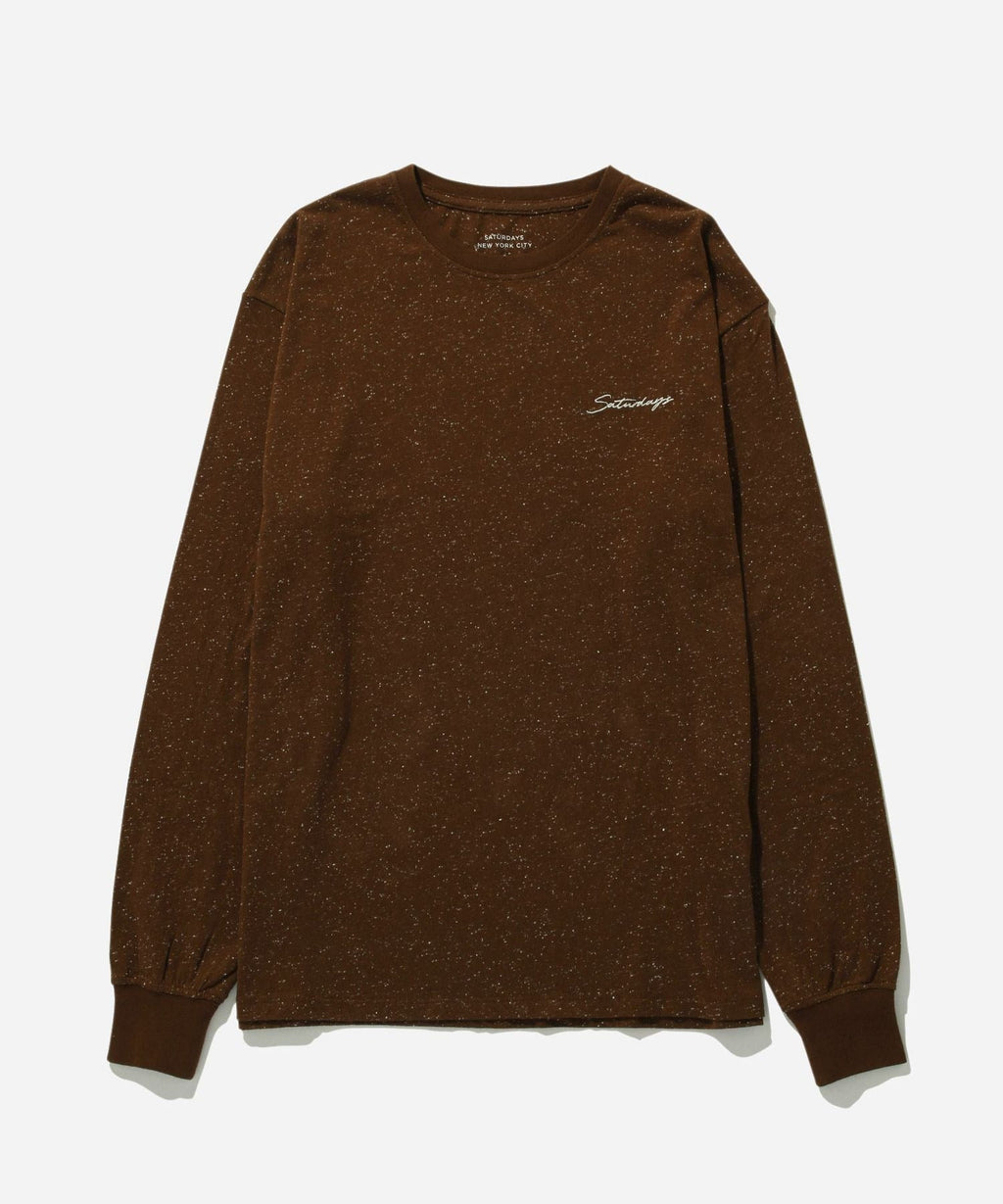 SPECKLED CHAIN SCRIPT EMB LS TEE