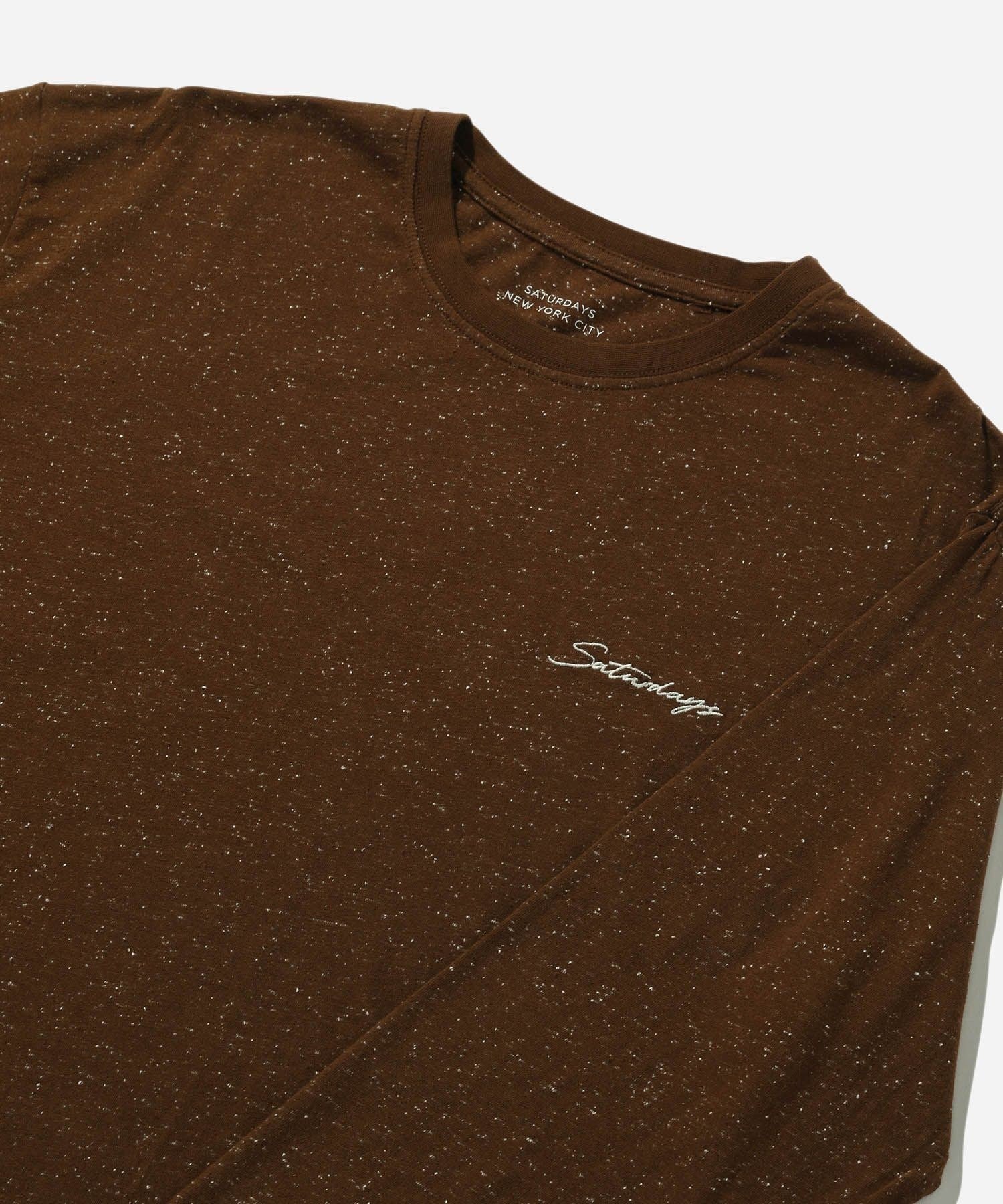 SPECKLED CHAIN SCRIPT EMB LS TEE