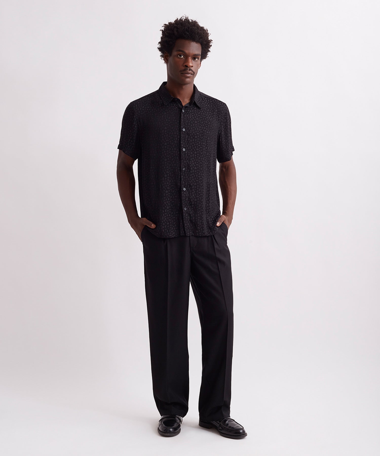 Bruce Leopard Jacquard Short Sleeve Shirt