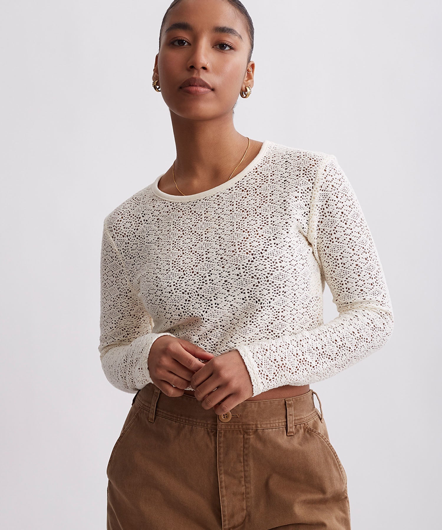 Peii Cotton Mesh L/S Top