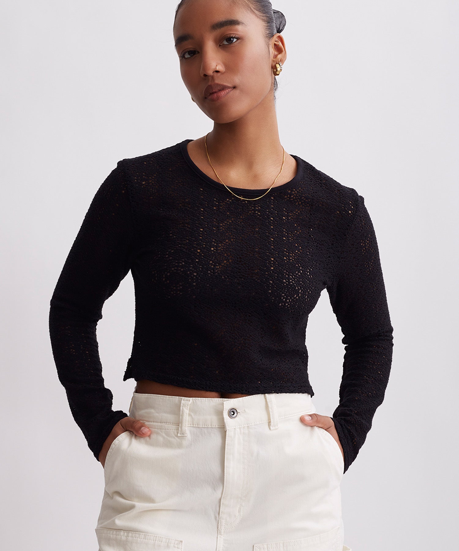 Peii Cotton Mesh L/S Top
