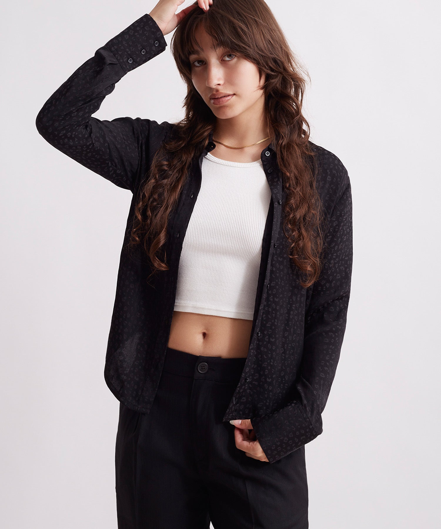 Shay Leopard Jacquard Long Sleeve Shirt