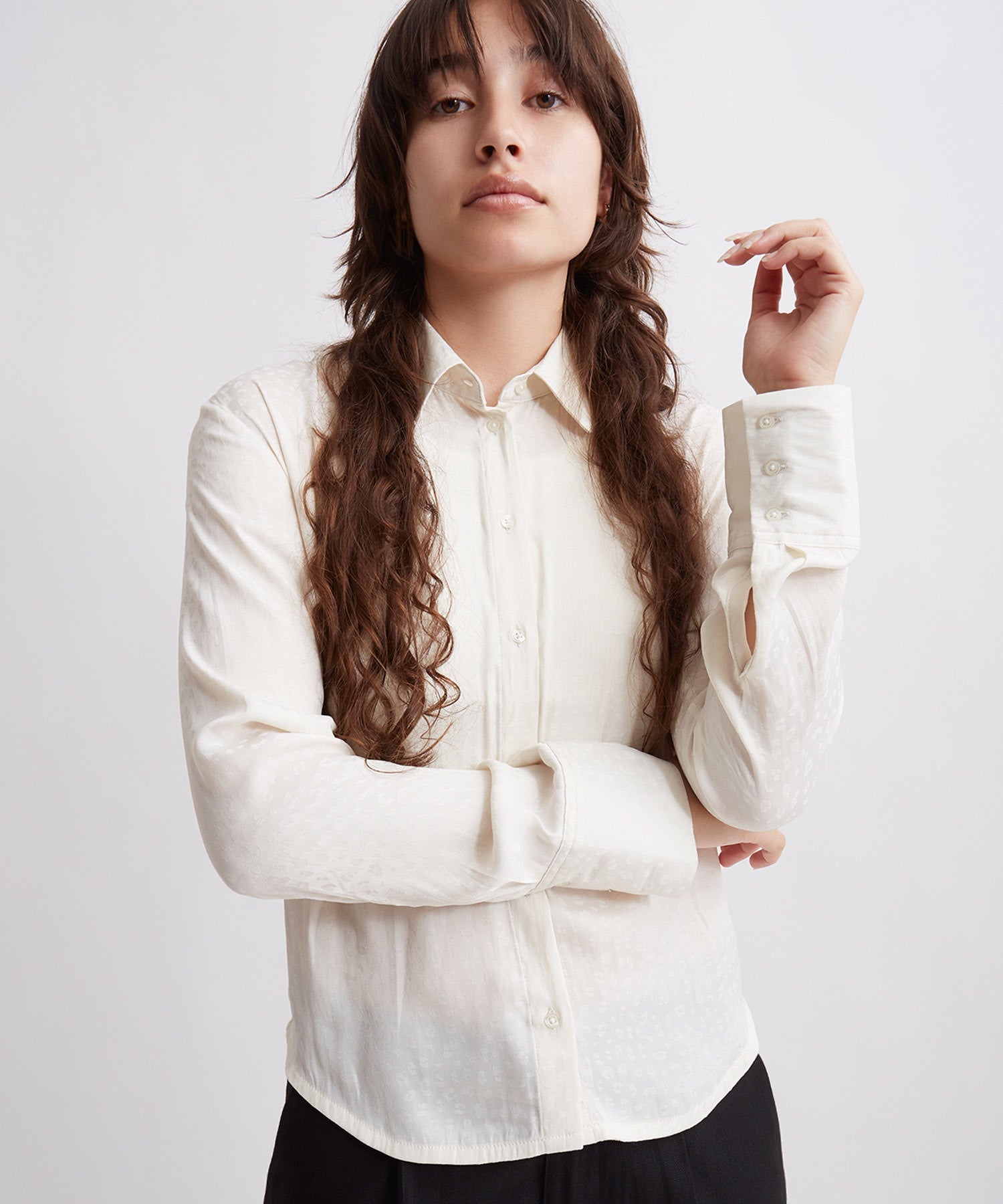 Shay Leopard Jacquard Long Sleeve Shirt