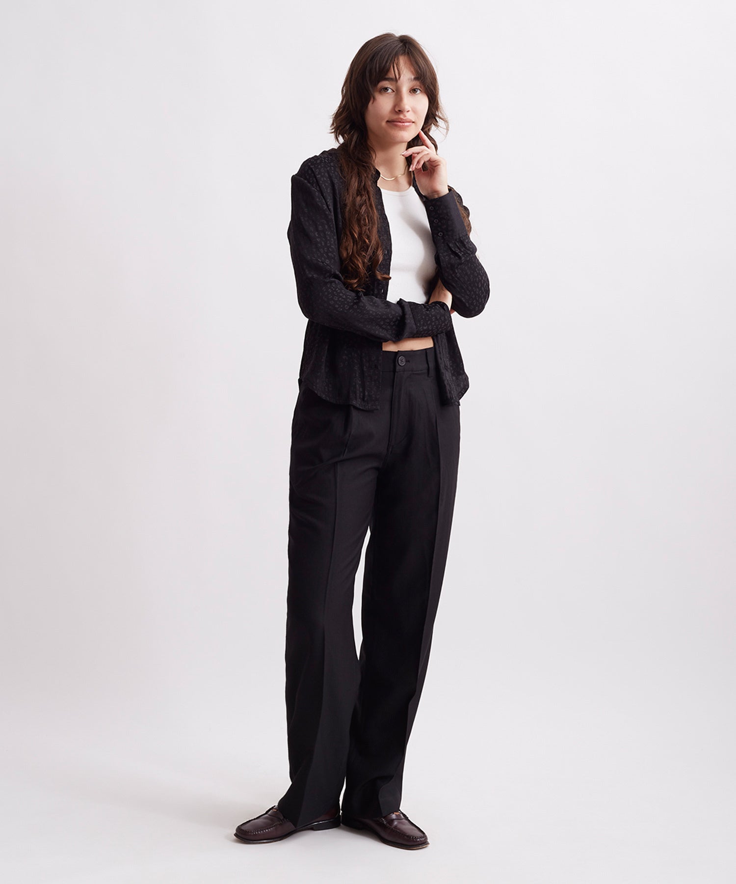 Shay Leopard Jacquard Long Sleeve Shirt