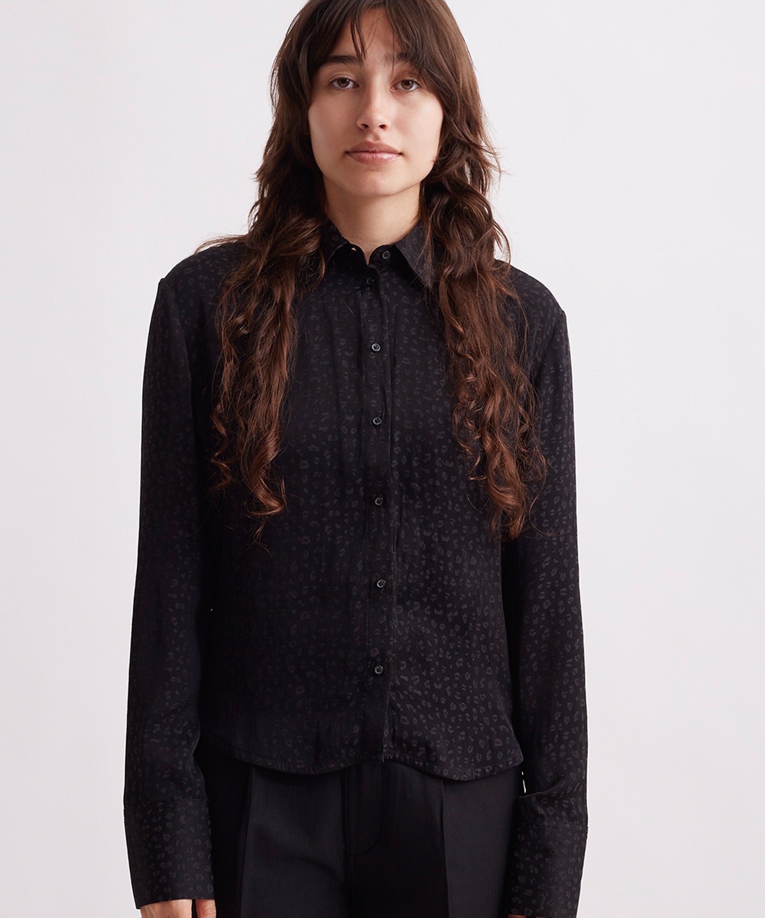 Shay Leopard Jacquard Long Sleeve Shirt