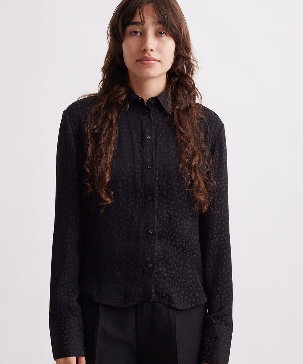 Shay Leopard Jacquard Long Sleeve Shirt
