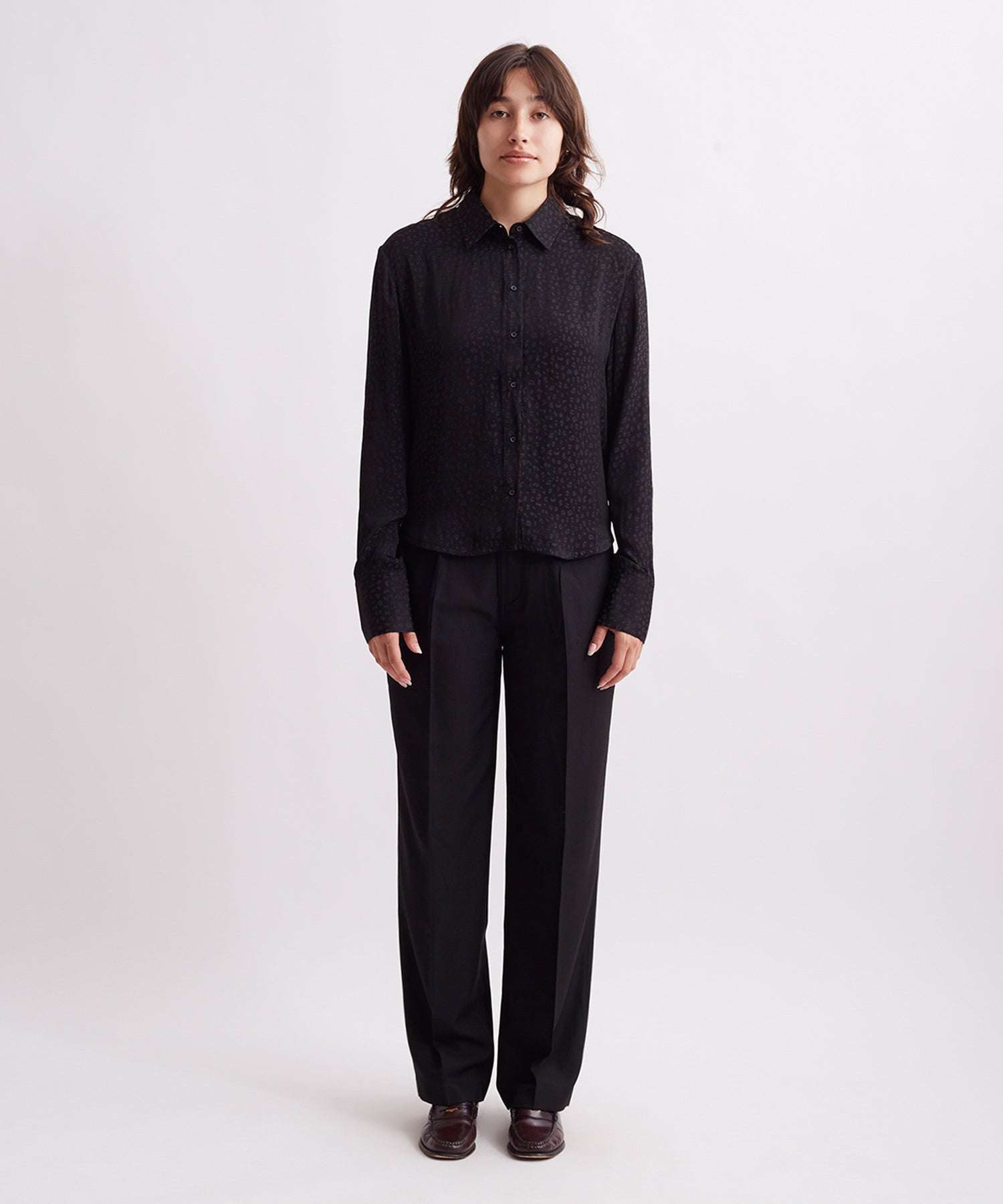 Shay Leopard Jacquard Long Sleeve Shirt