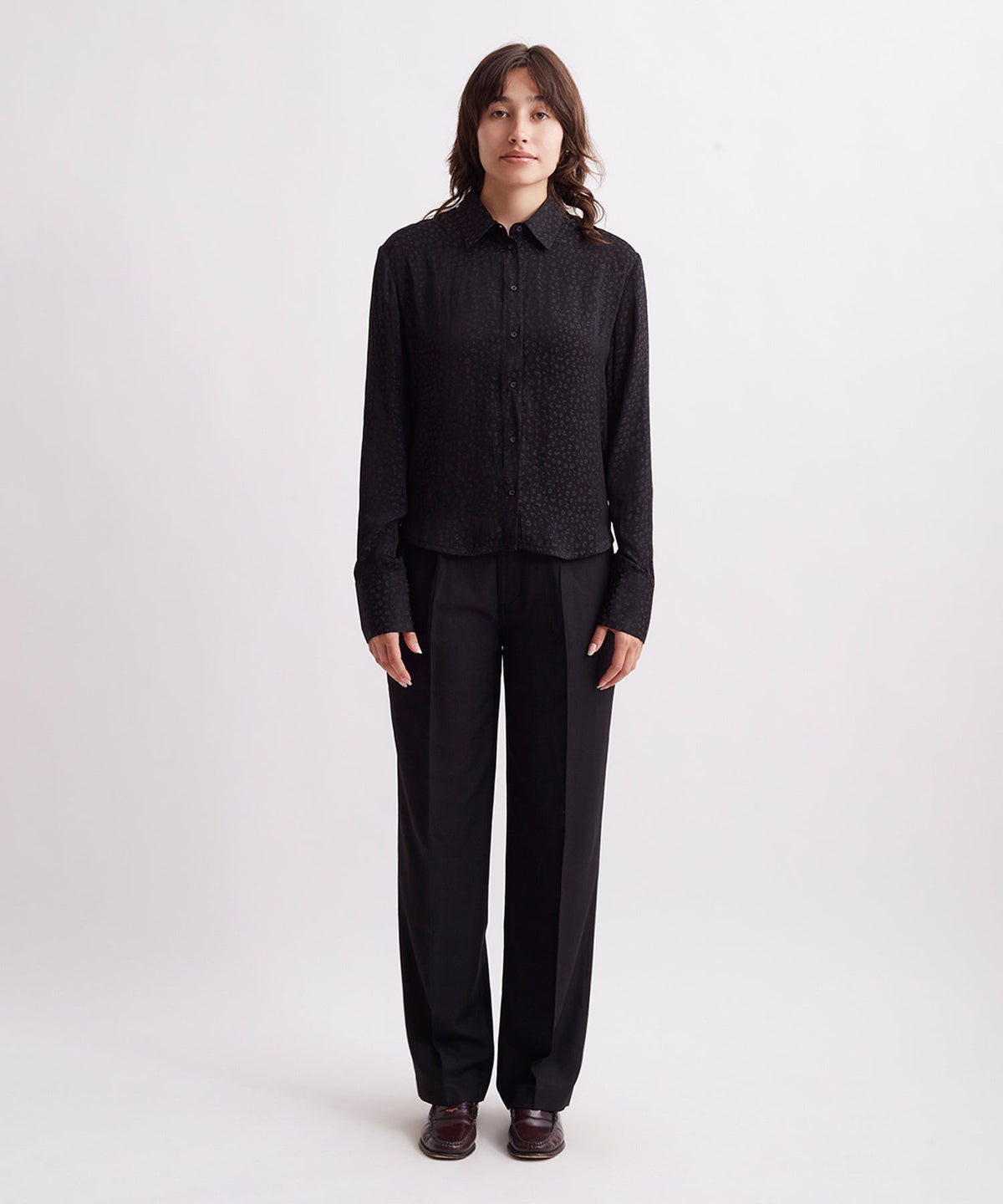 Shay Leopard Jacquard Long Sleeve Shirt
