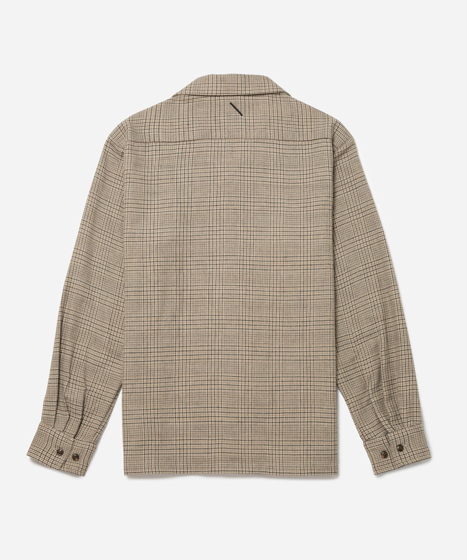 Open Collar Cotton Wool Twill Check L/S Shirt
