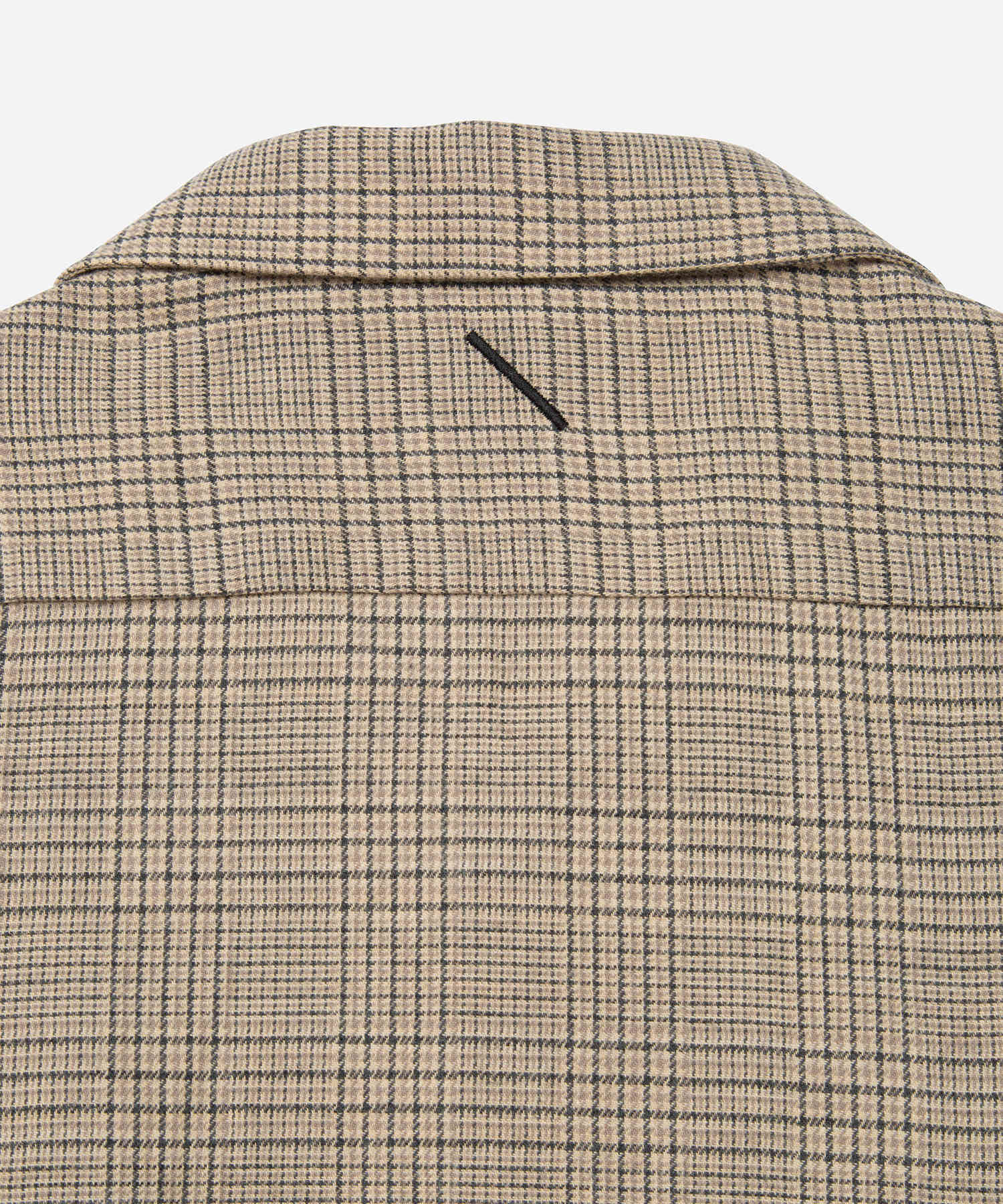 Open Collar Cotton Wool Twill Check L/S Shirt