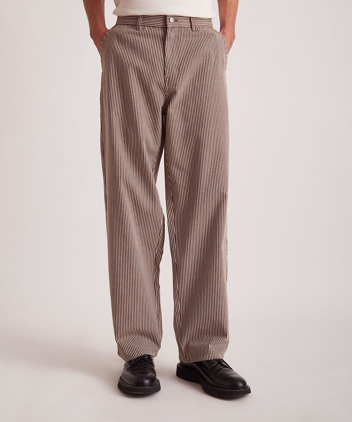 GEORGE STRIPE COTTON TWILL PANT