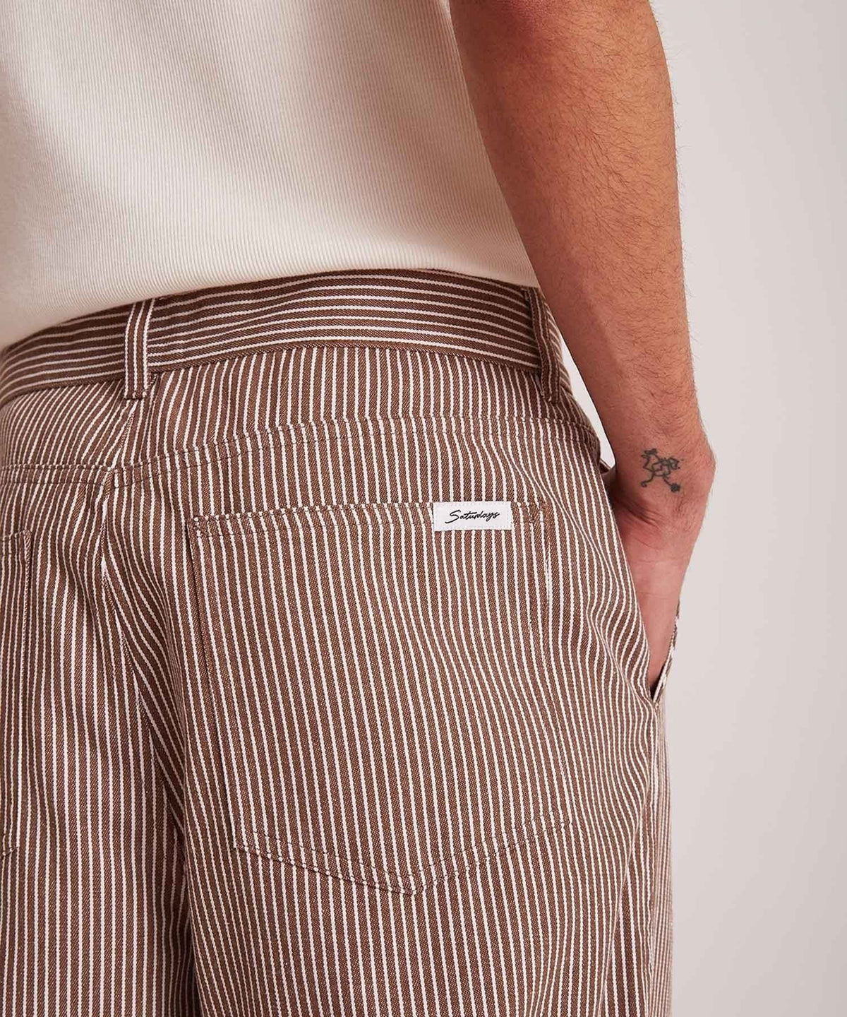 GEORGE STRIPE COTTON TWILL PANT