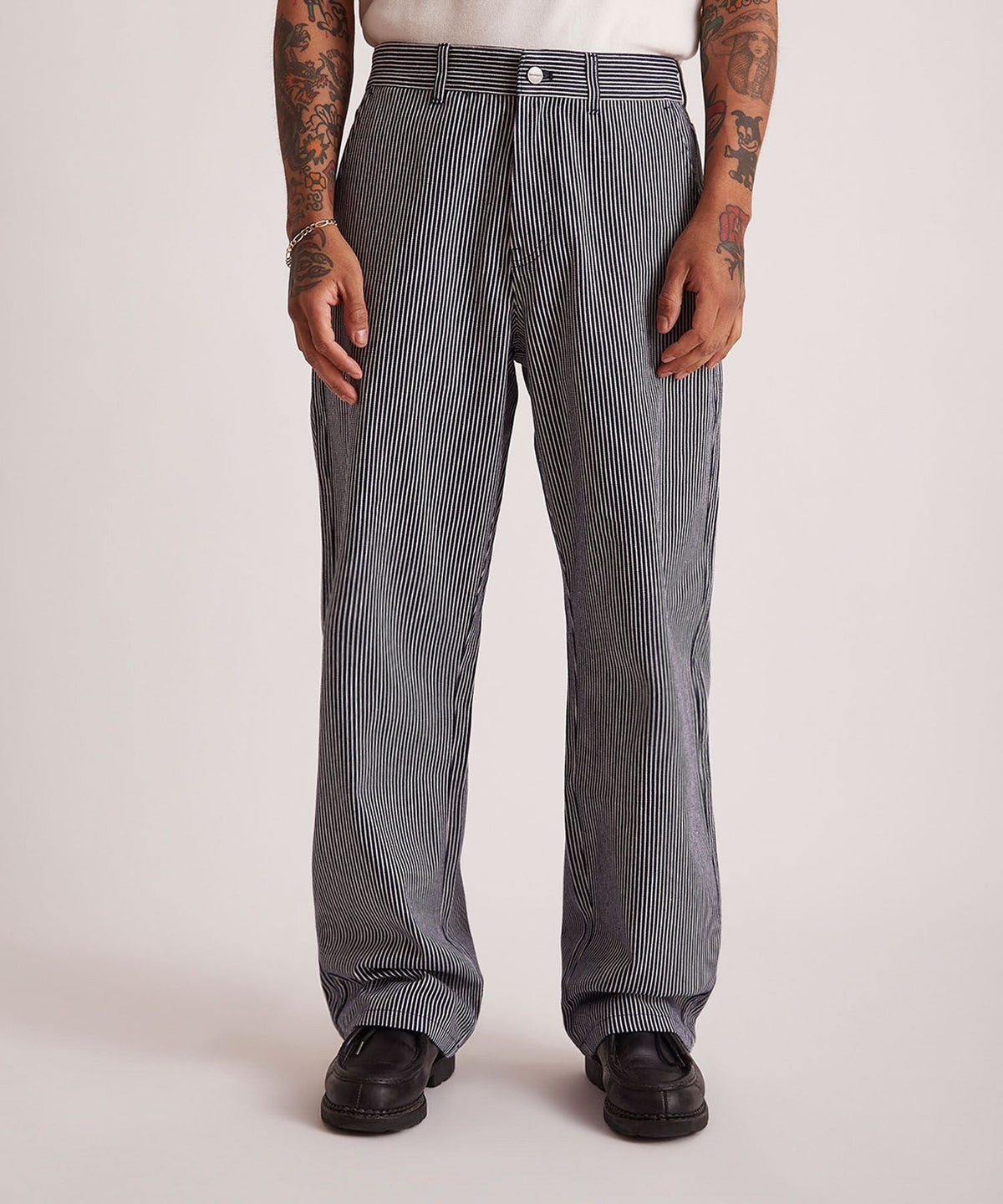 GEORGE STRIPE COTTON TWILL PANT