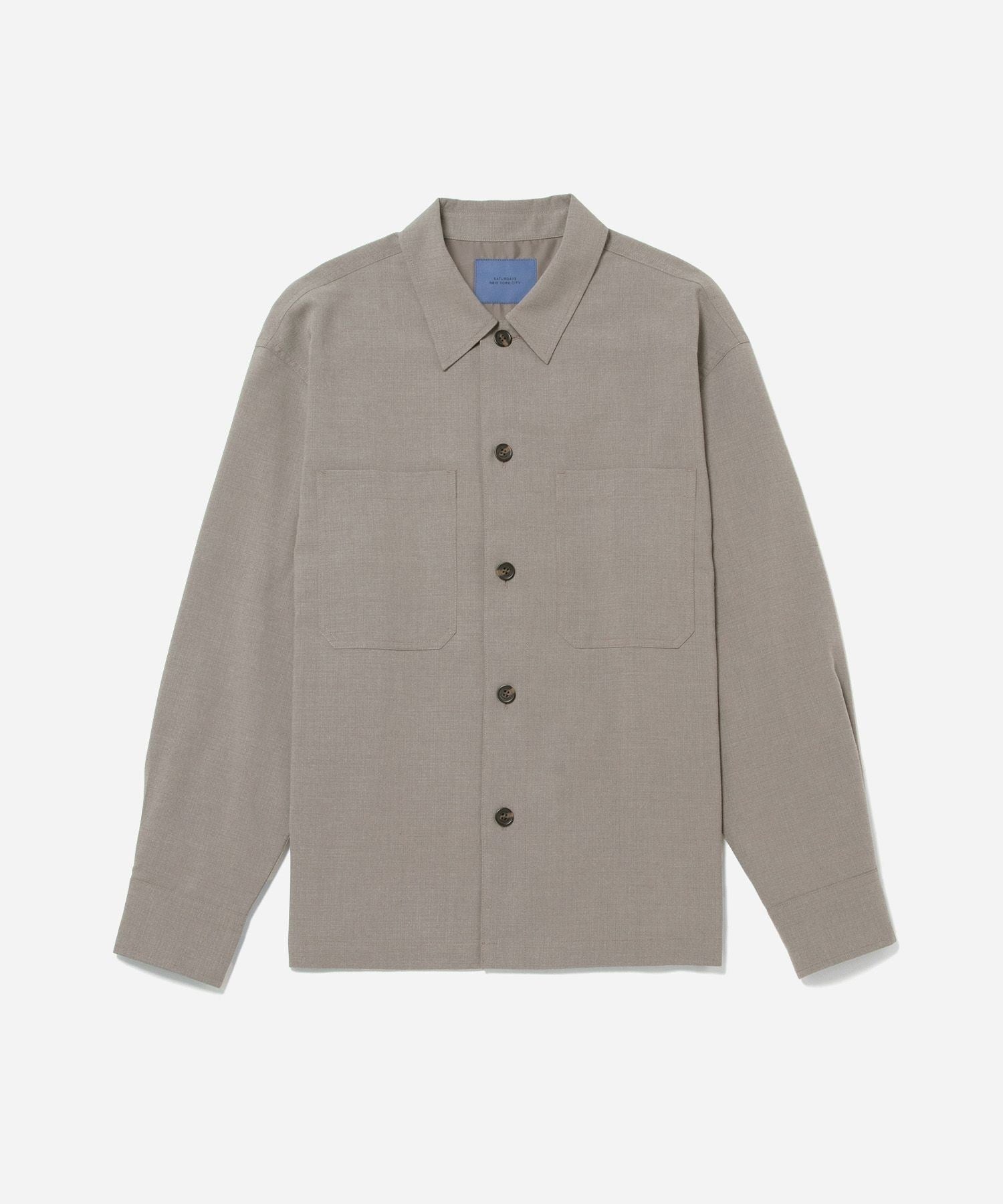DRIESSEN WOOL GABARDINE LONG SLEEVE SHIRT