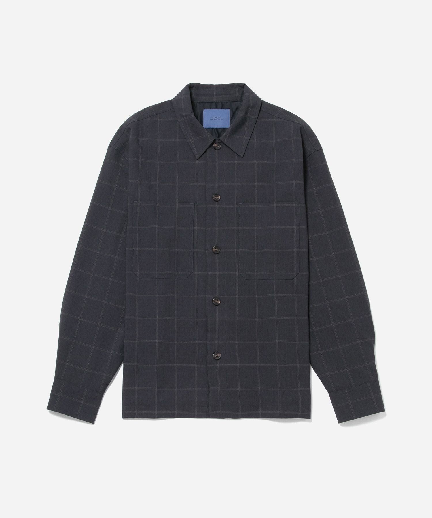 DRIESSEN WOOL GABARDINE LONG SLEEVE SHIRT