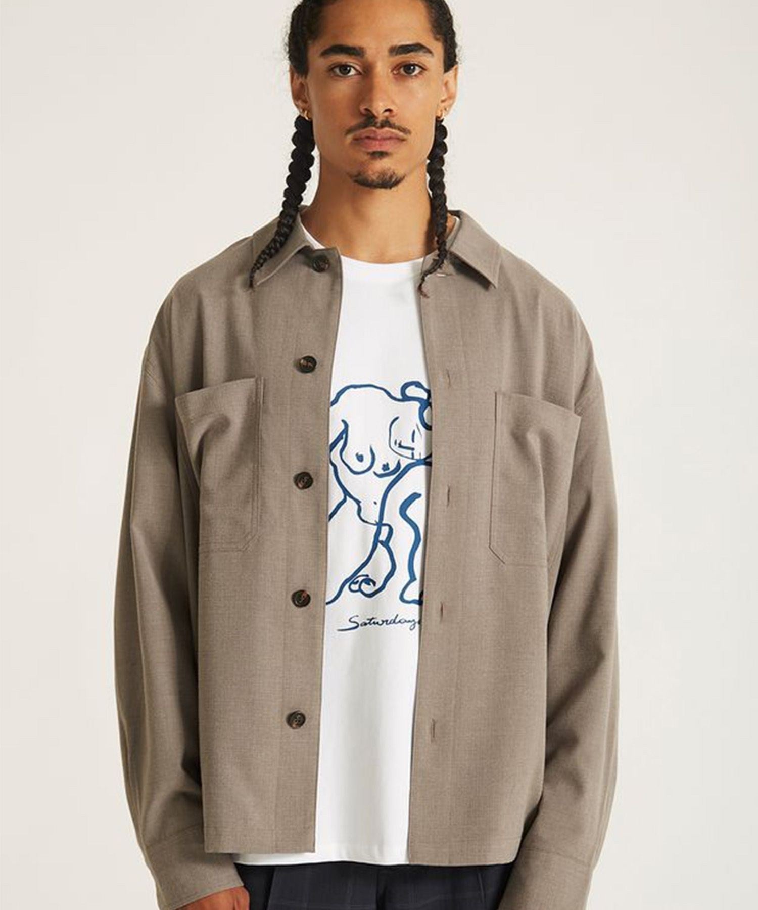 DRIESSEN WOOL GABARDINE LONG SLEEVE SHIRT