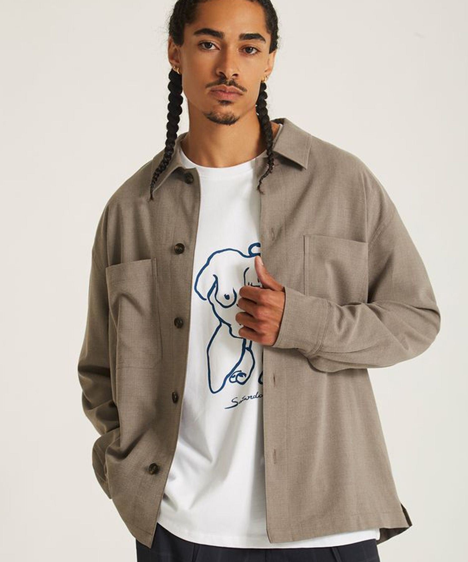 DRIESSEN WOOL GABARDINE LONG SLEEVE SHIRT