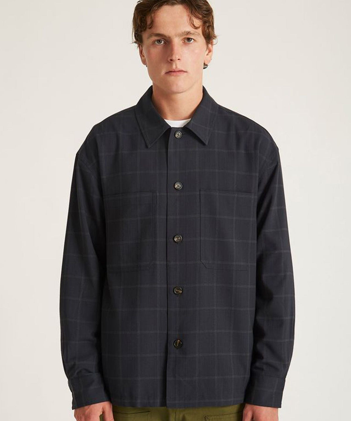 DRIESSEN WOOL GABARDINE LONG SLEEVE SHIRT
