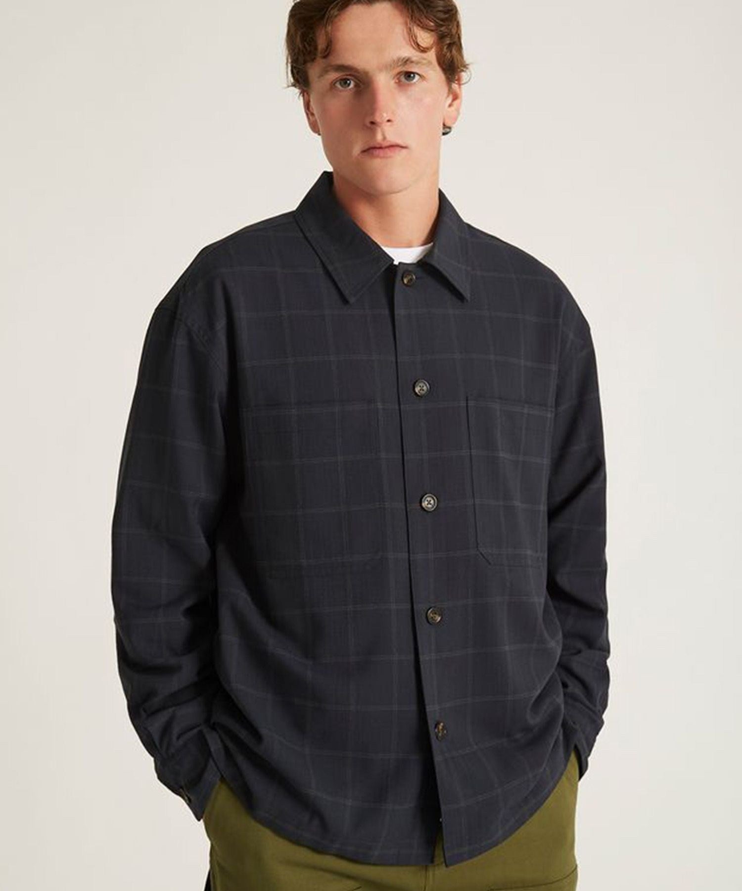 DRIESSEN WOOL GABARDINE LONG SLEEVE SHIRT