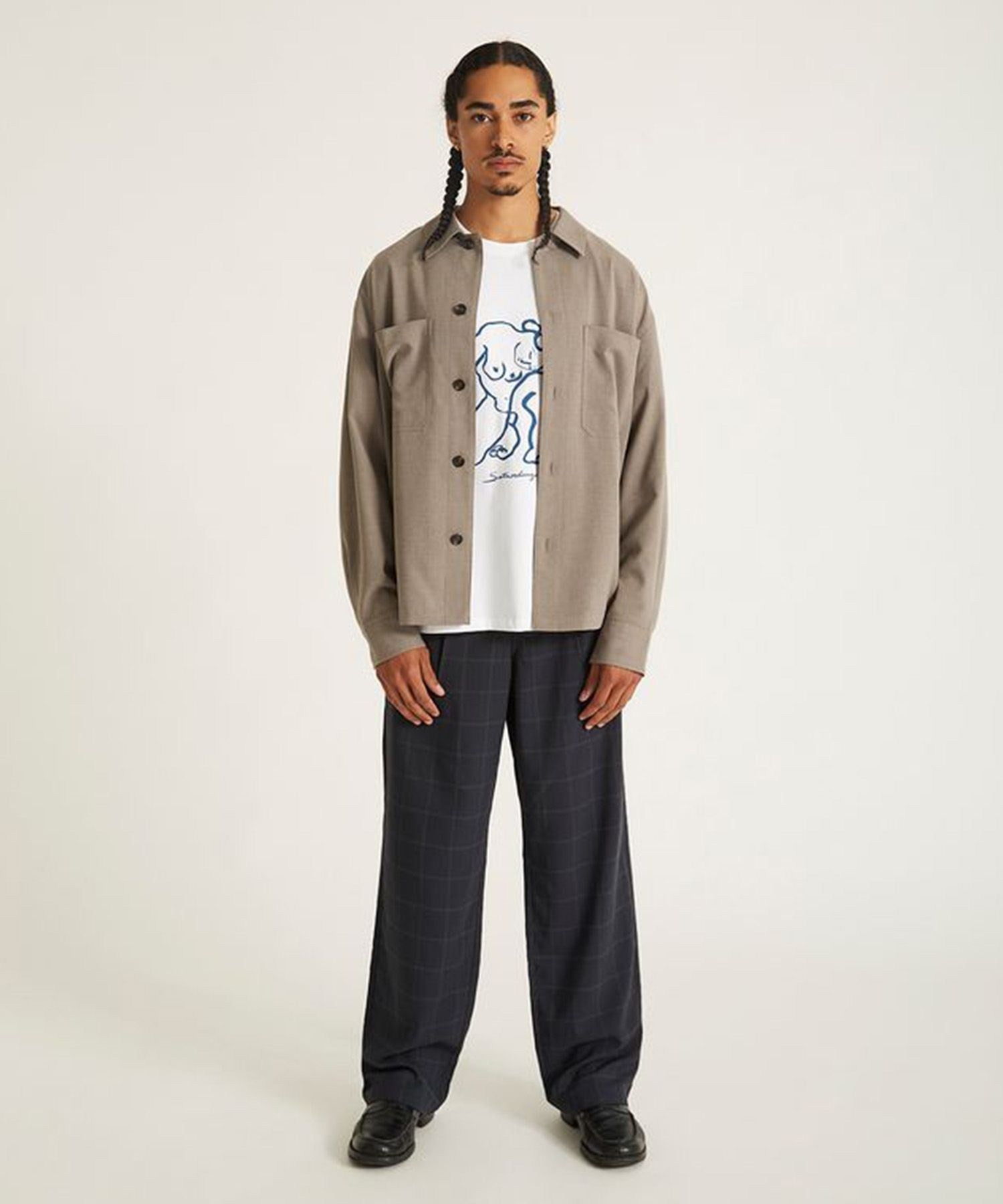 DRIESSEN WOOL GABARDINE LONG SLEEVE SHIRT