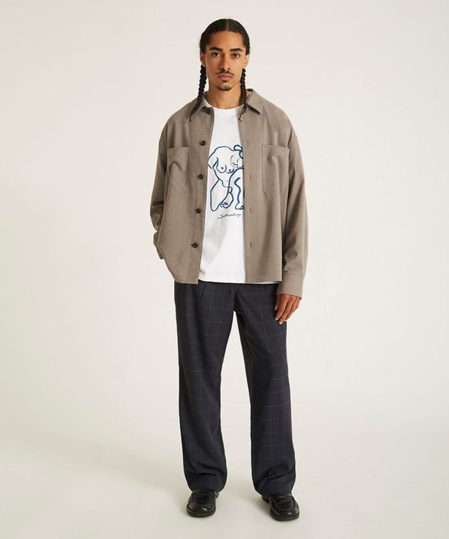 DRIESSEN WOOL GABARDINE LONG SLEEVE SHIRT