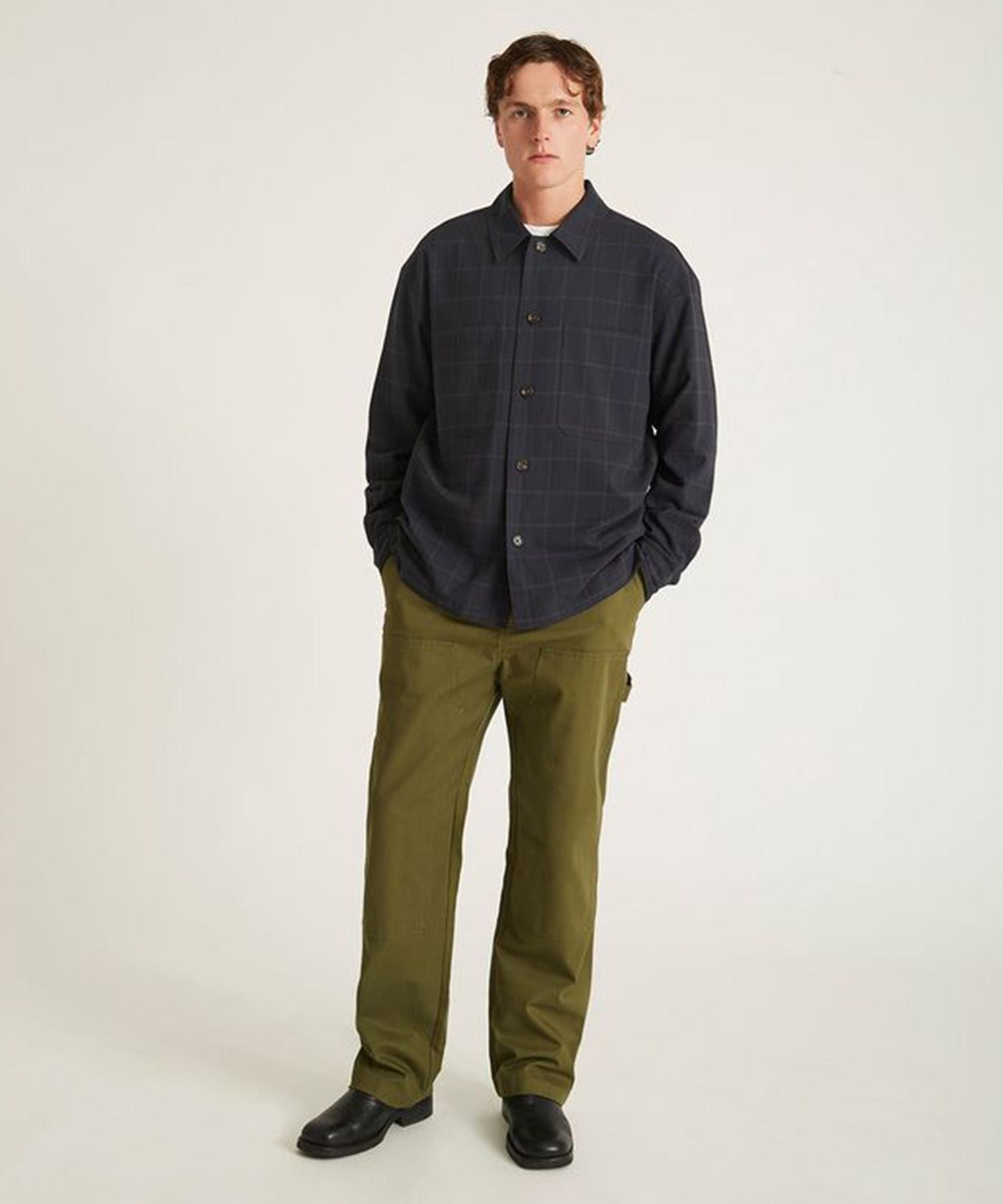 DRIESSEN WOOL GABARDINE LONG SLEEVE SHIRT