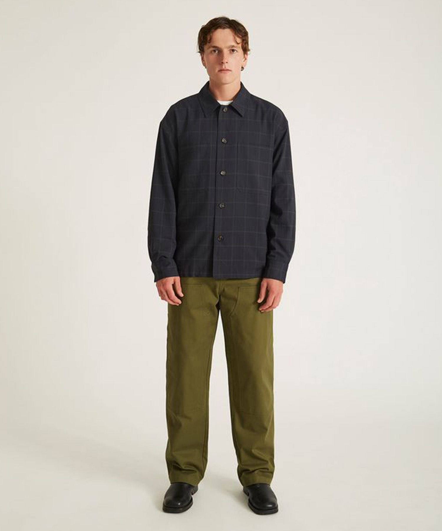 DRIESSEN WOOL GABARDINE LONG SLEEVE SHIRT