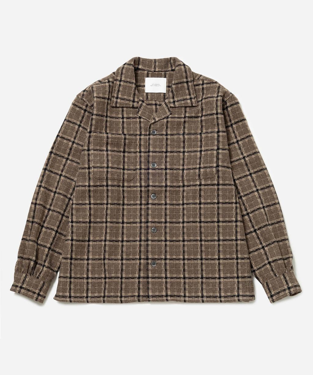 OPEN COLLAR FLANNEL CHECK SHIRTS