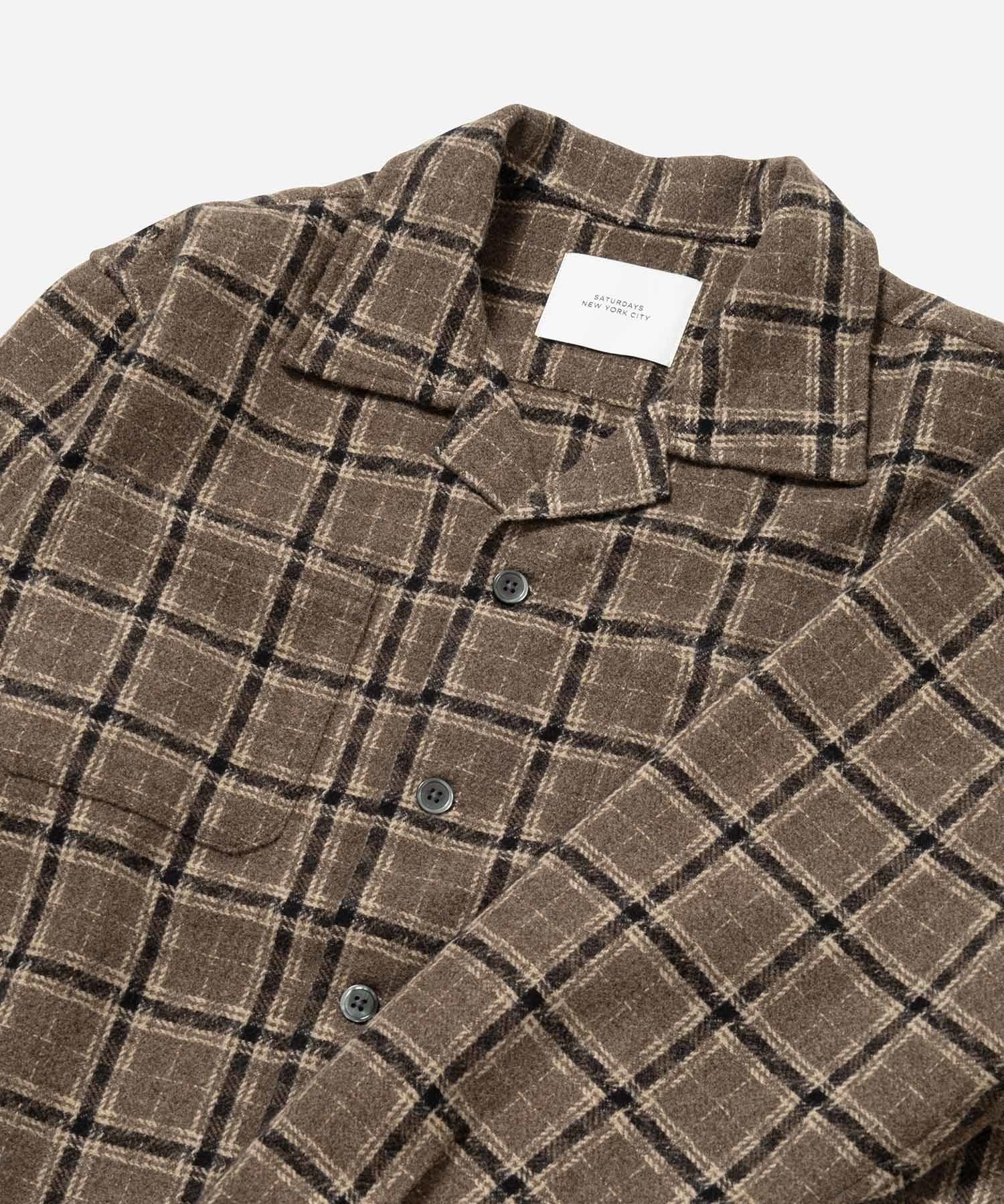 OPEN COLLAR FLANNEL CHECK SHIRTS