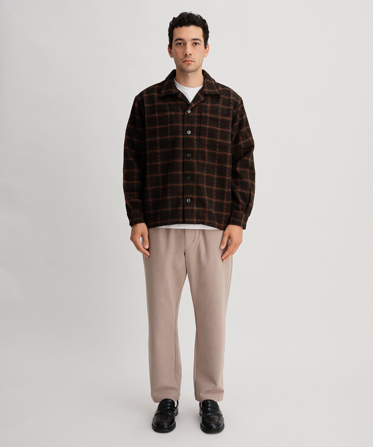 OPEN COLLAR FLANNEL CHECK SHIRTS