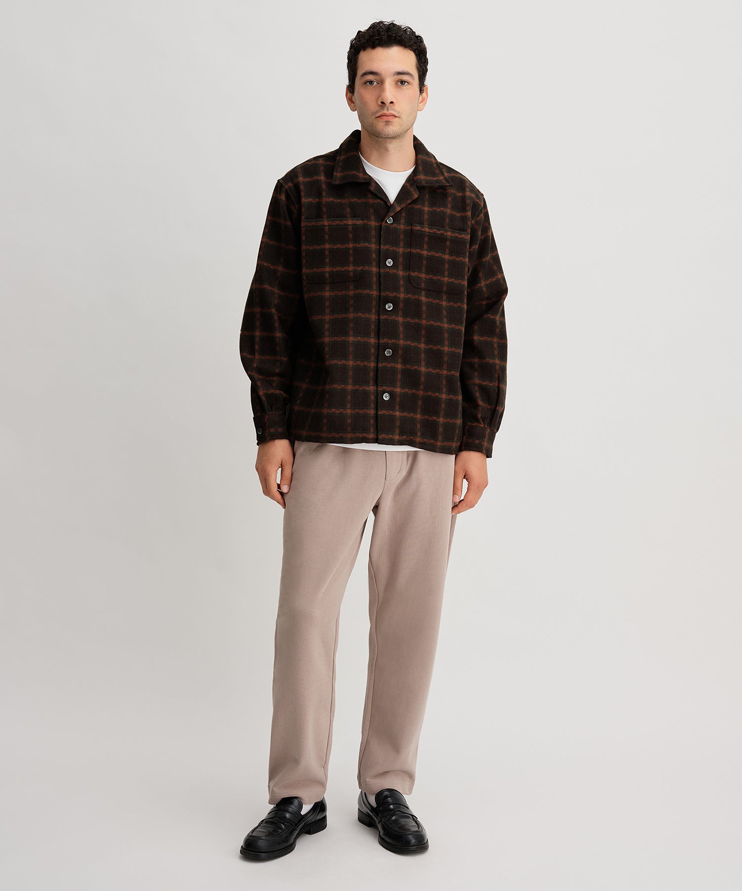 OPEN COLLAR FLANNEL CHECK SHIRTS