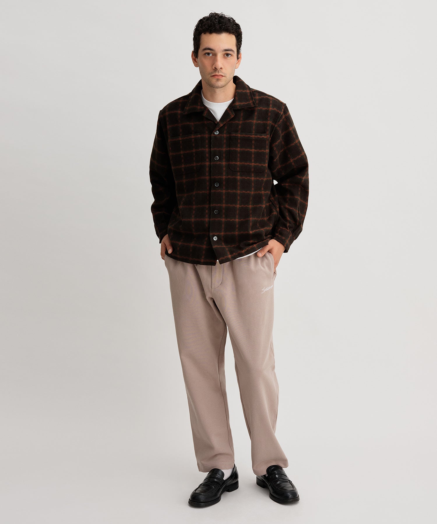 OPEN COLLAR FLANNEL CHECK SHIRTS