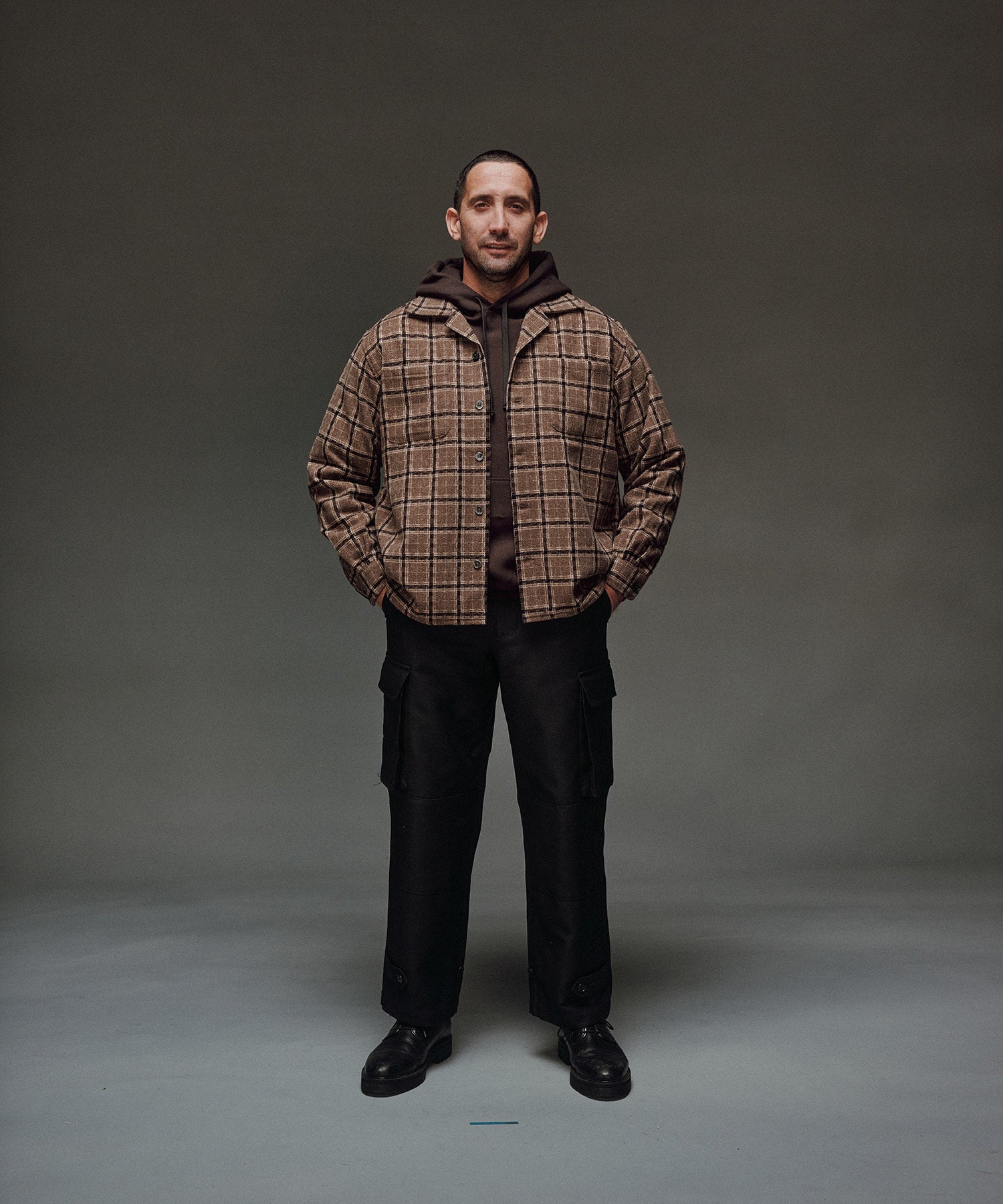 OPEN COLLAR FLANNEL CHECK SHIRTS