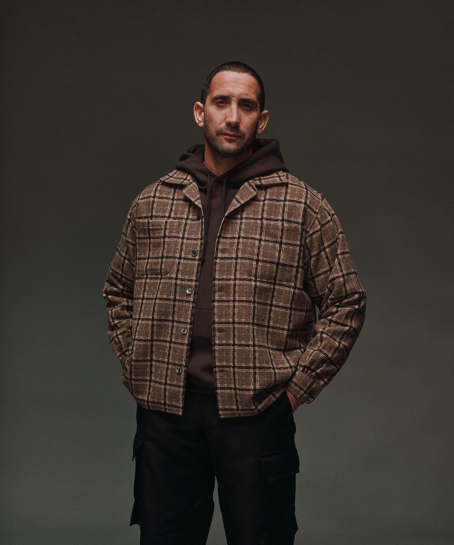 OPEN COLLAR FLANNEL CHECK SHIRTS