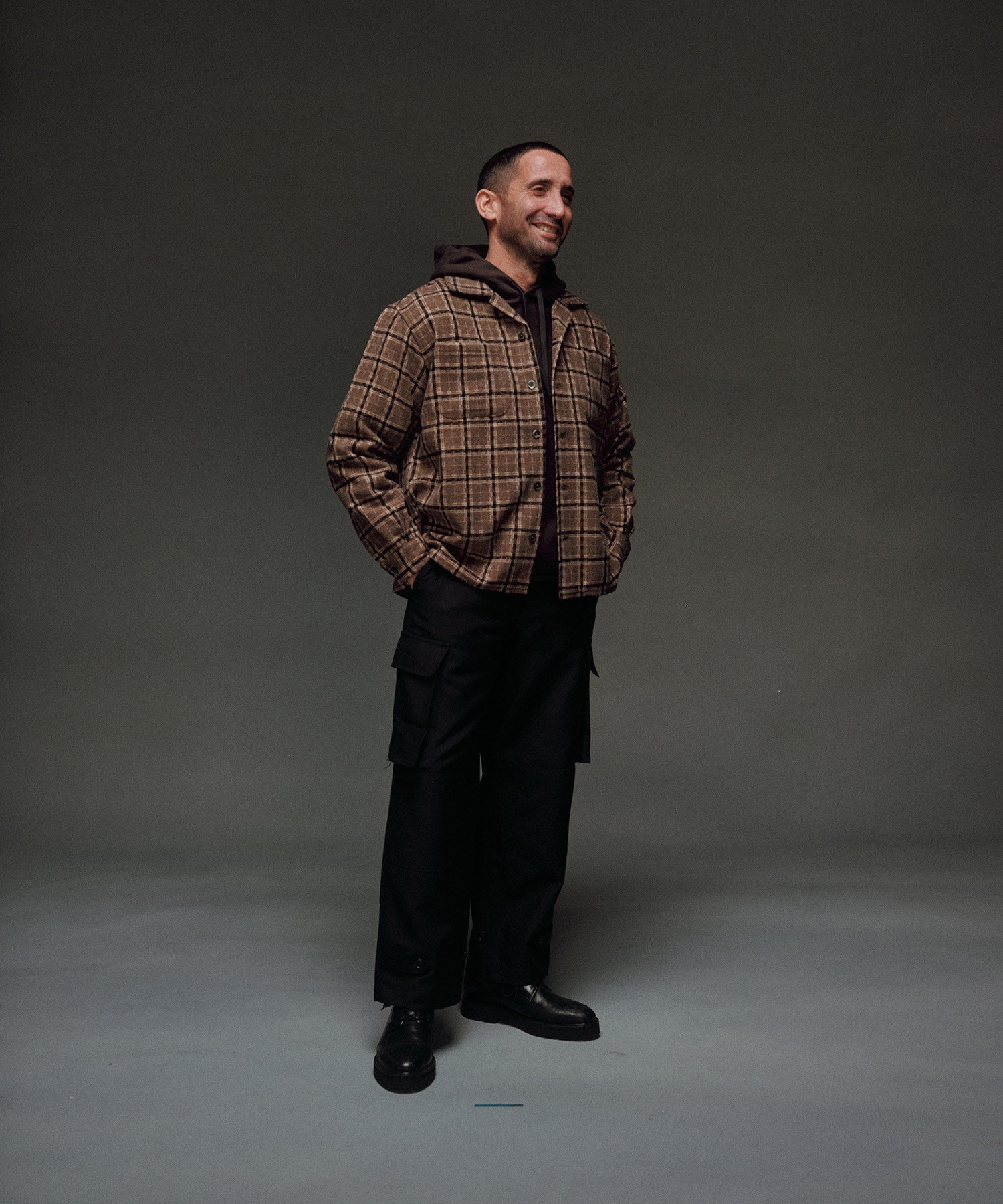 OPEN COLLAR FLANNEL CHECK SHIRTS