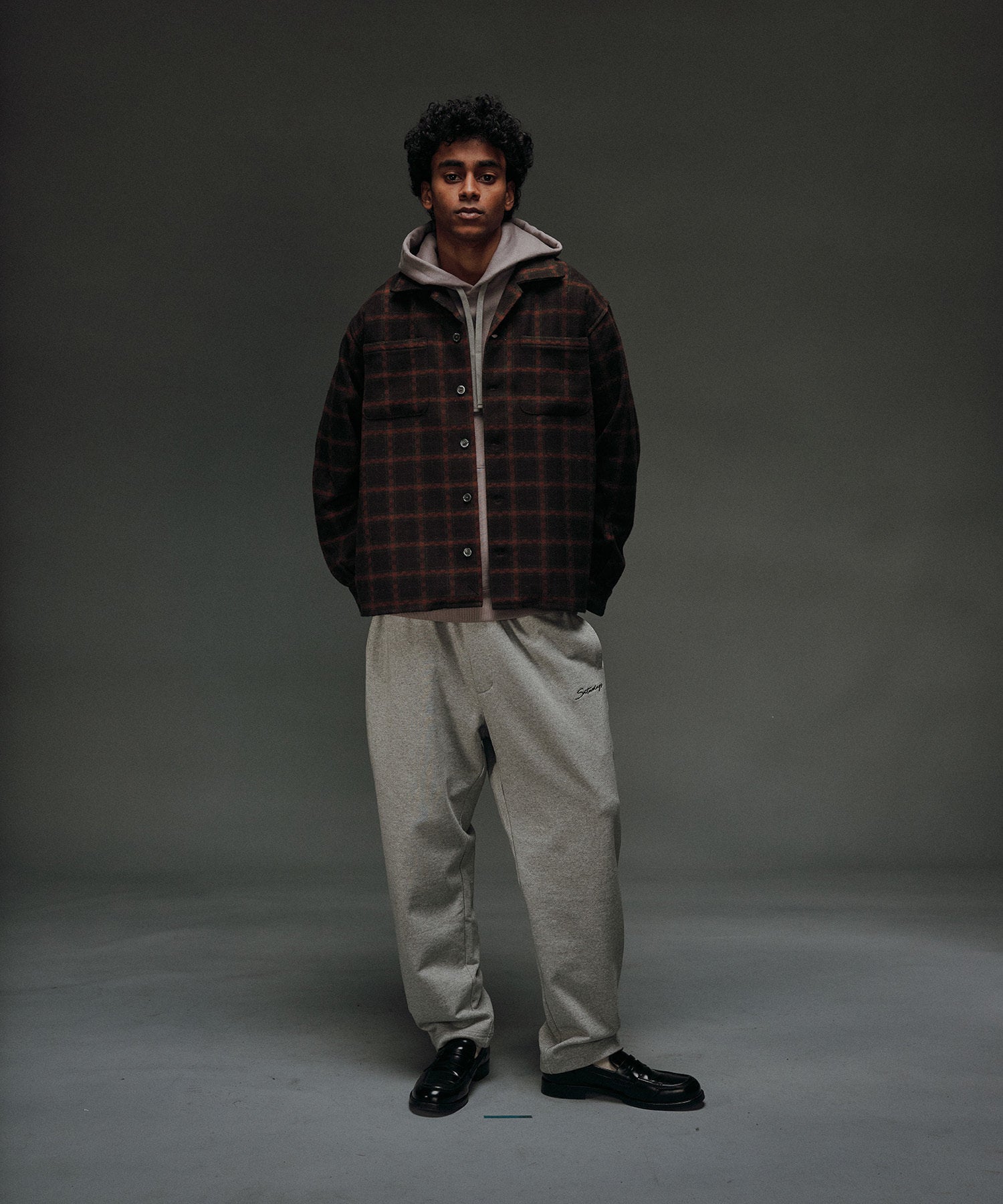 OPEN COLLAR FLANNEL CHECK SHIRTS