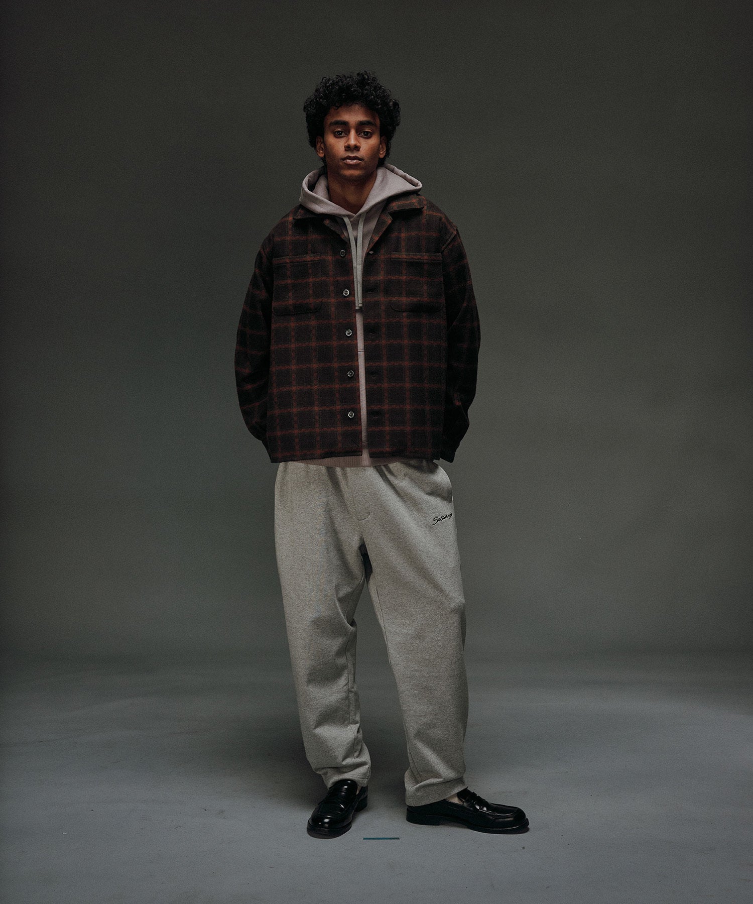 OPEN COLLAR FLANNEL CHECK SHIRTS