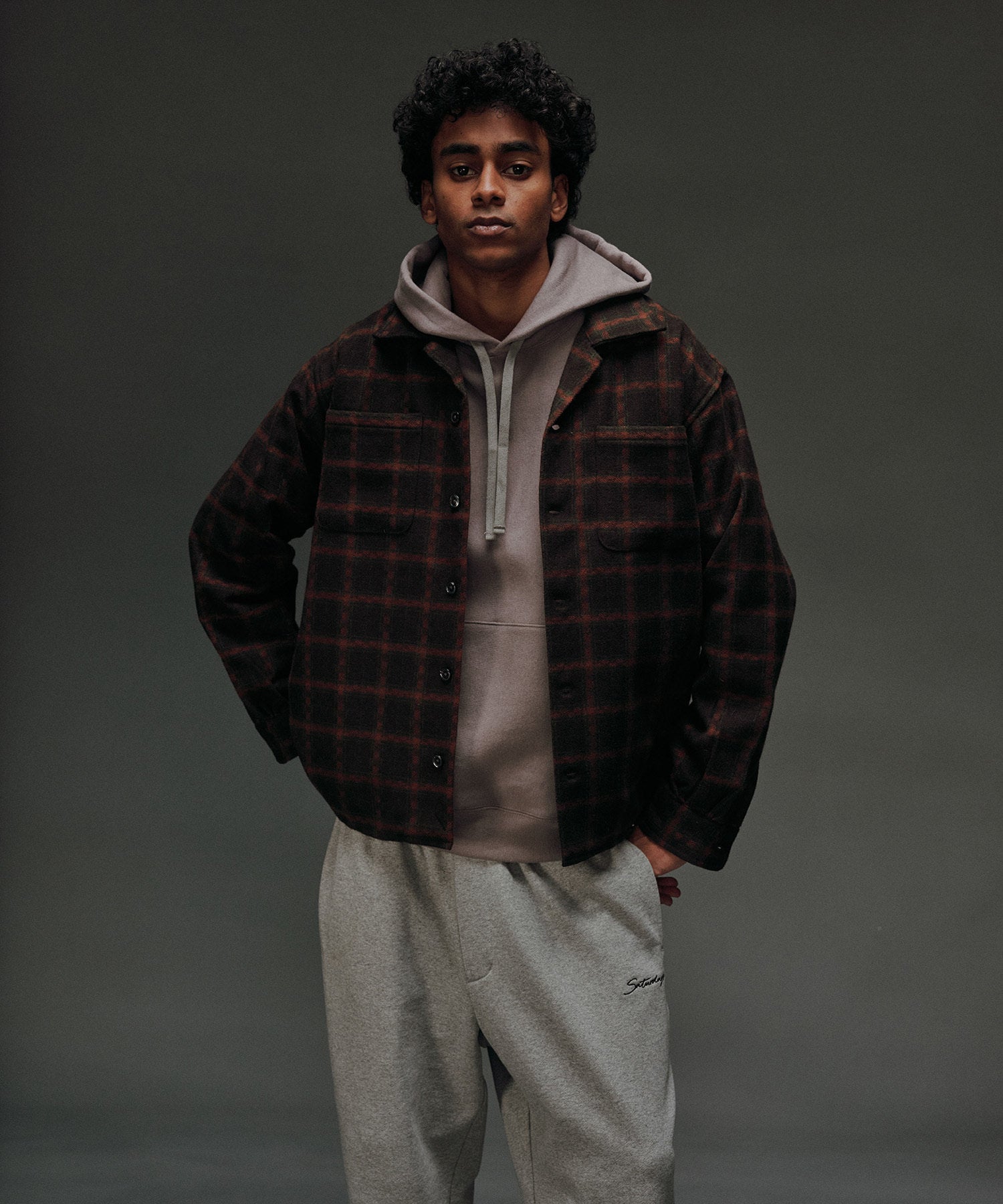 OPEN COLLAR FLANNEL CHECK SHIRTS