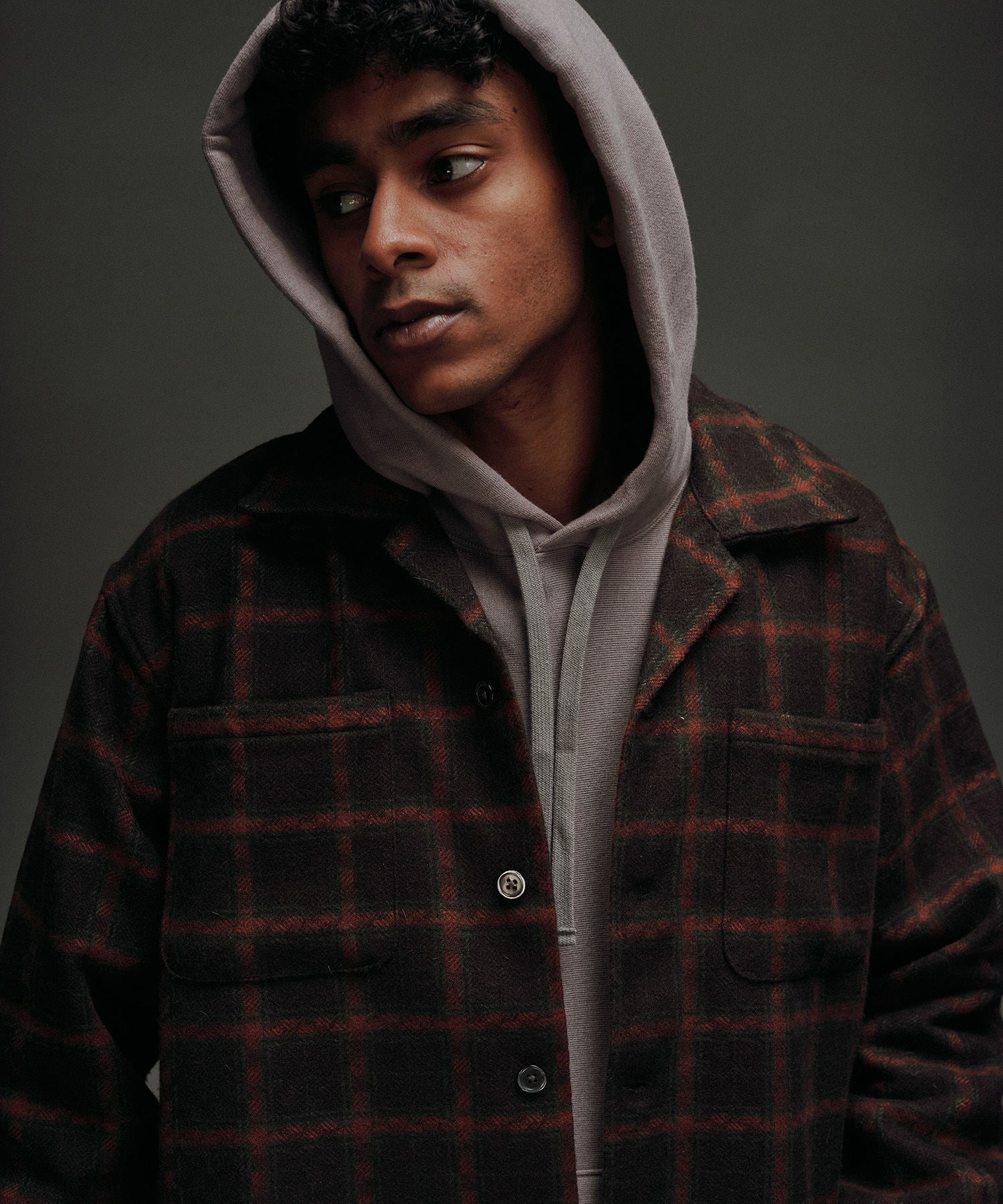 OPEN COLLAR FLANNEL CHECK SHIRTS