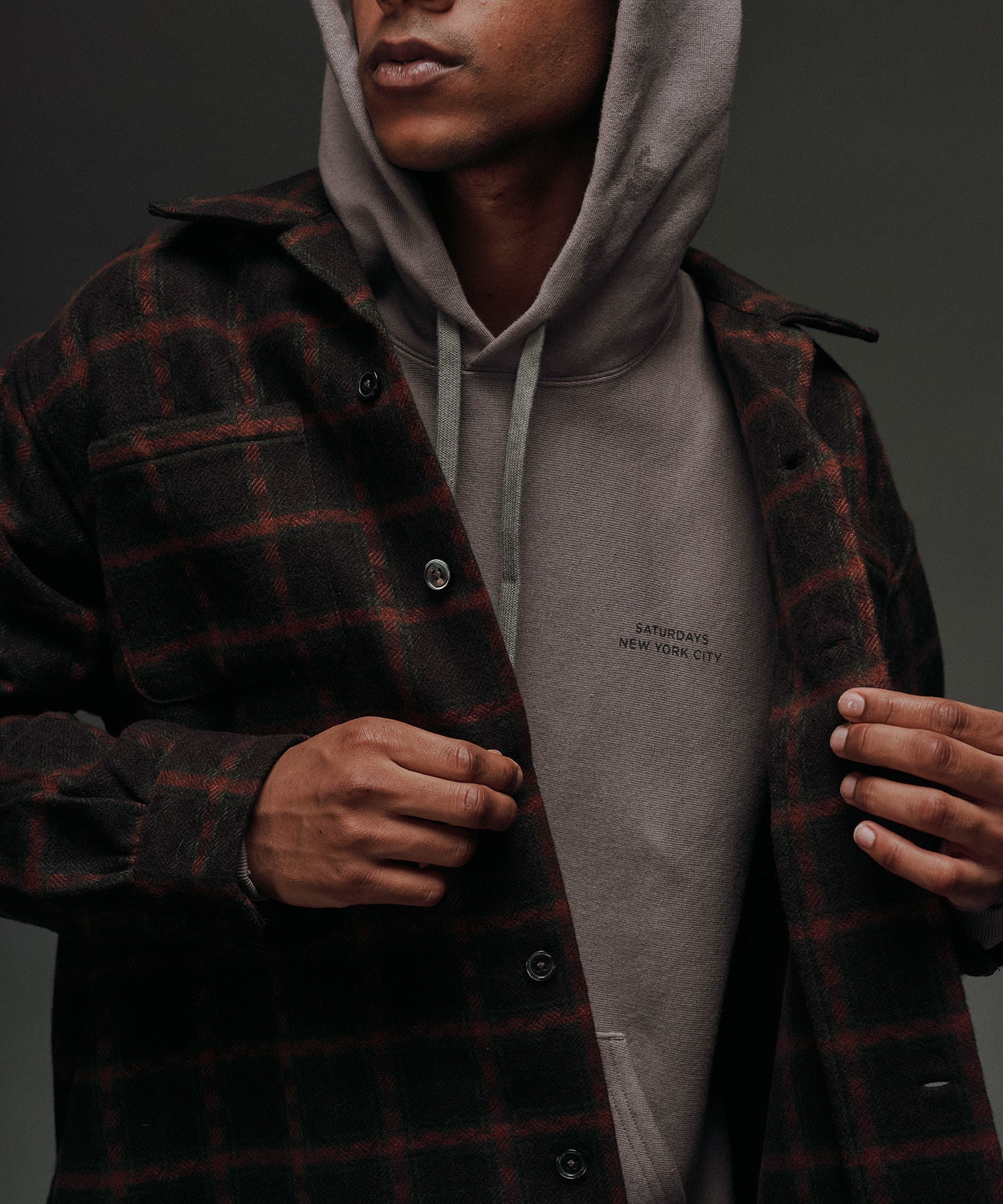 OPEN COLLAR FLANNEL CHECK SHIRTS