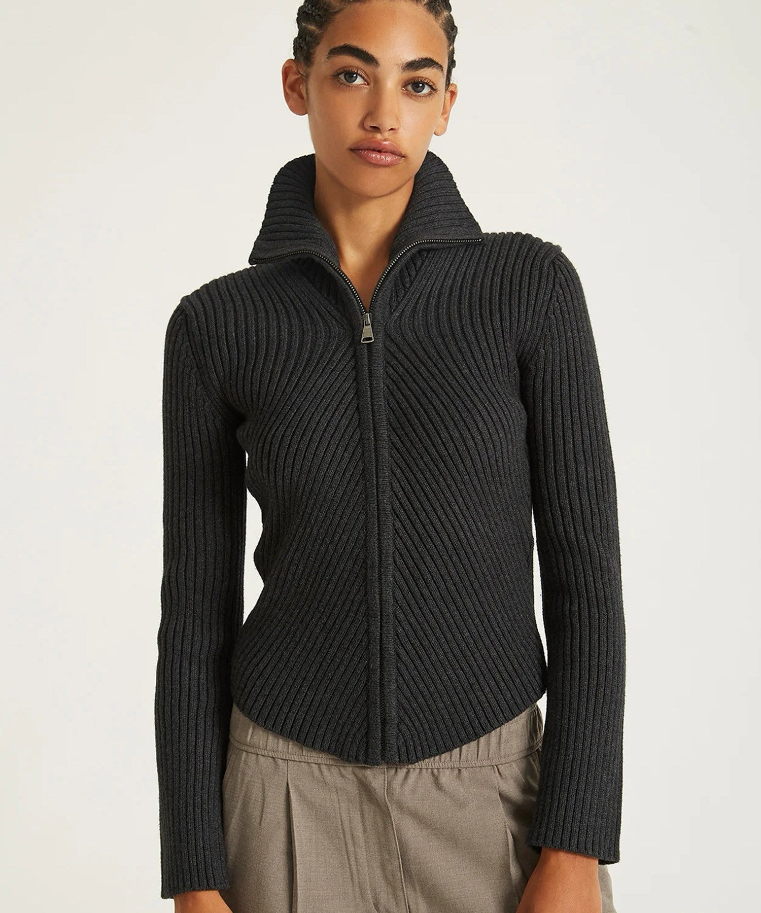 LEAH CASHMERE ZIP SWEATER