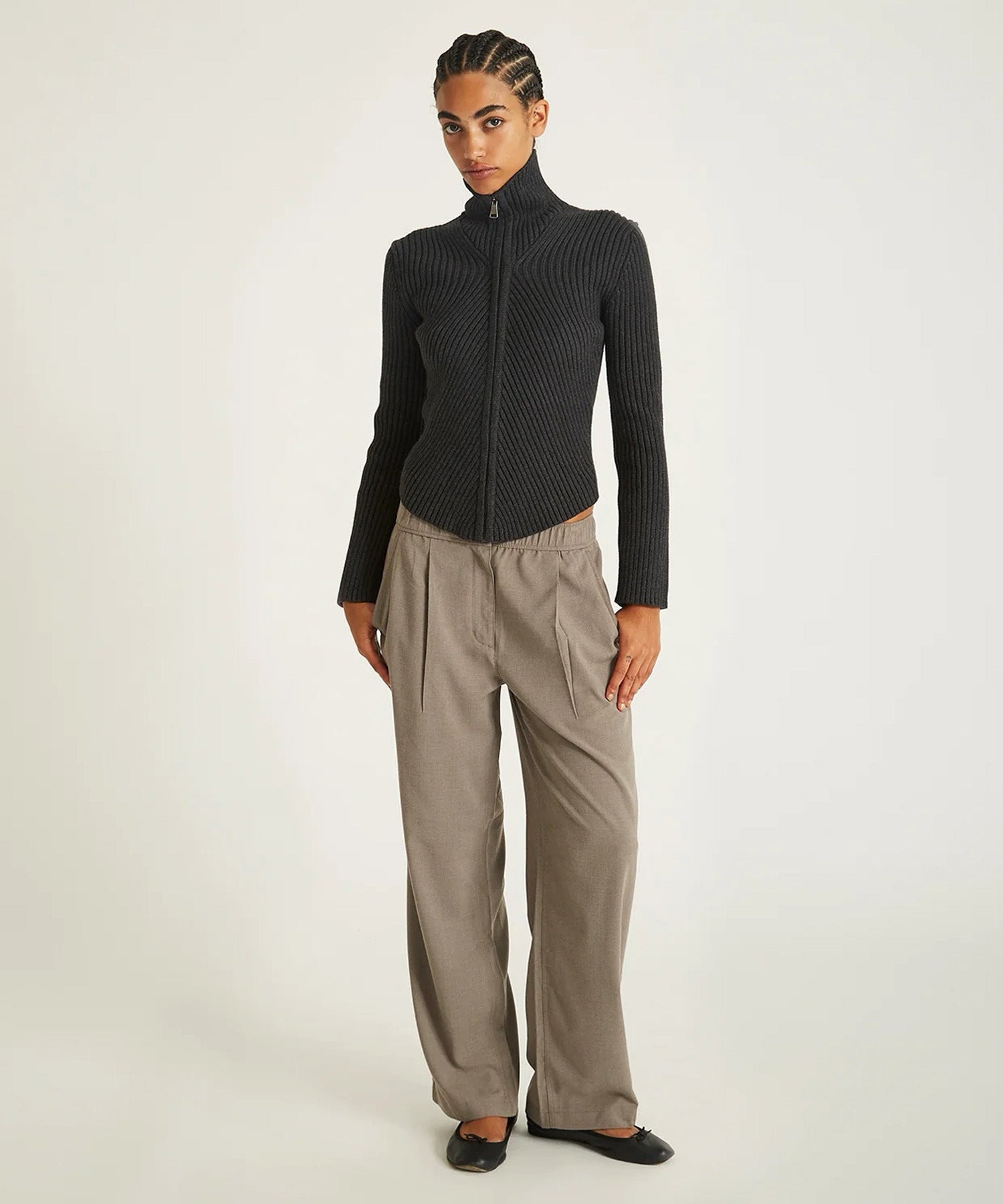 LEAH CASHMERE ZIP SWEATER