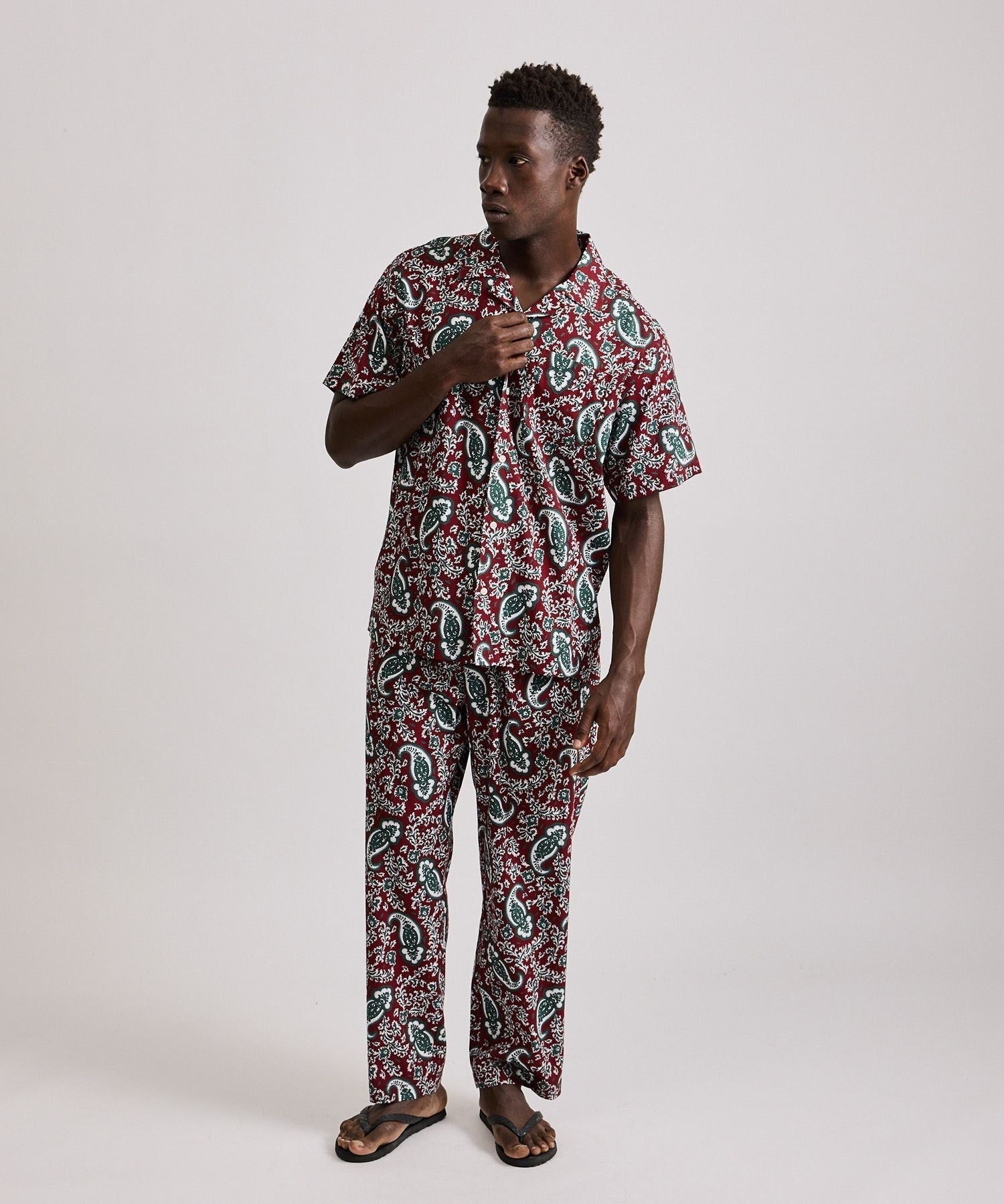 Canty Open Collar Paisley Printed SS Shirt