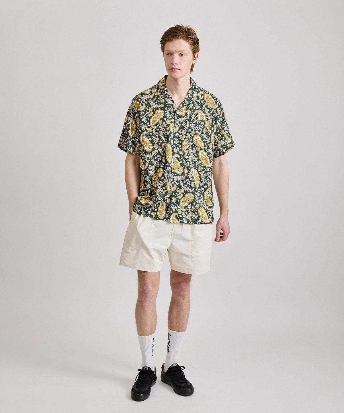 Canty Open Collar Paisley Printed SS Shirt