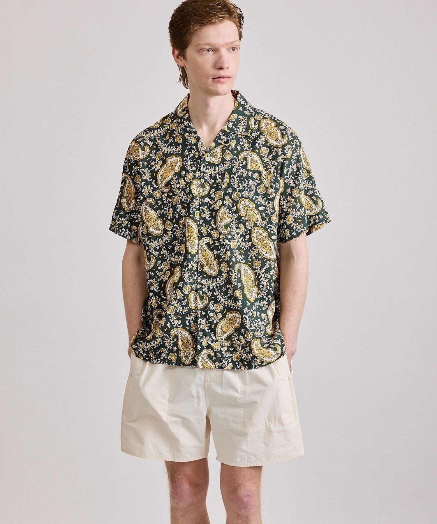 Canty Open Collar Paisley Printed SS Shirt