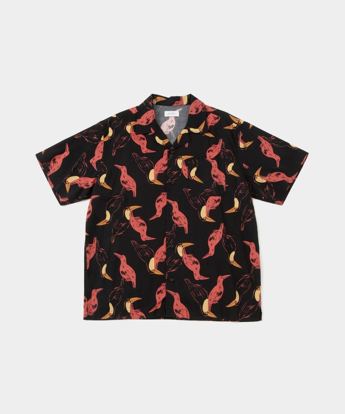 Canty Open Collar Bird Printed SS Shirt